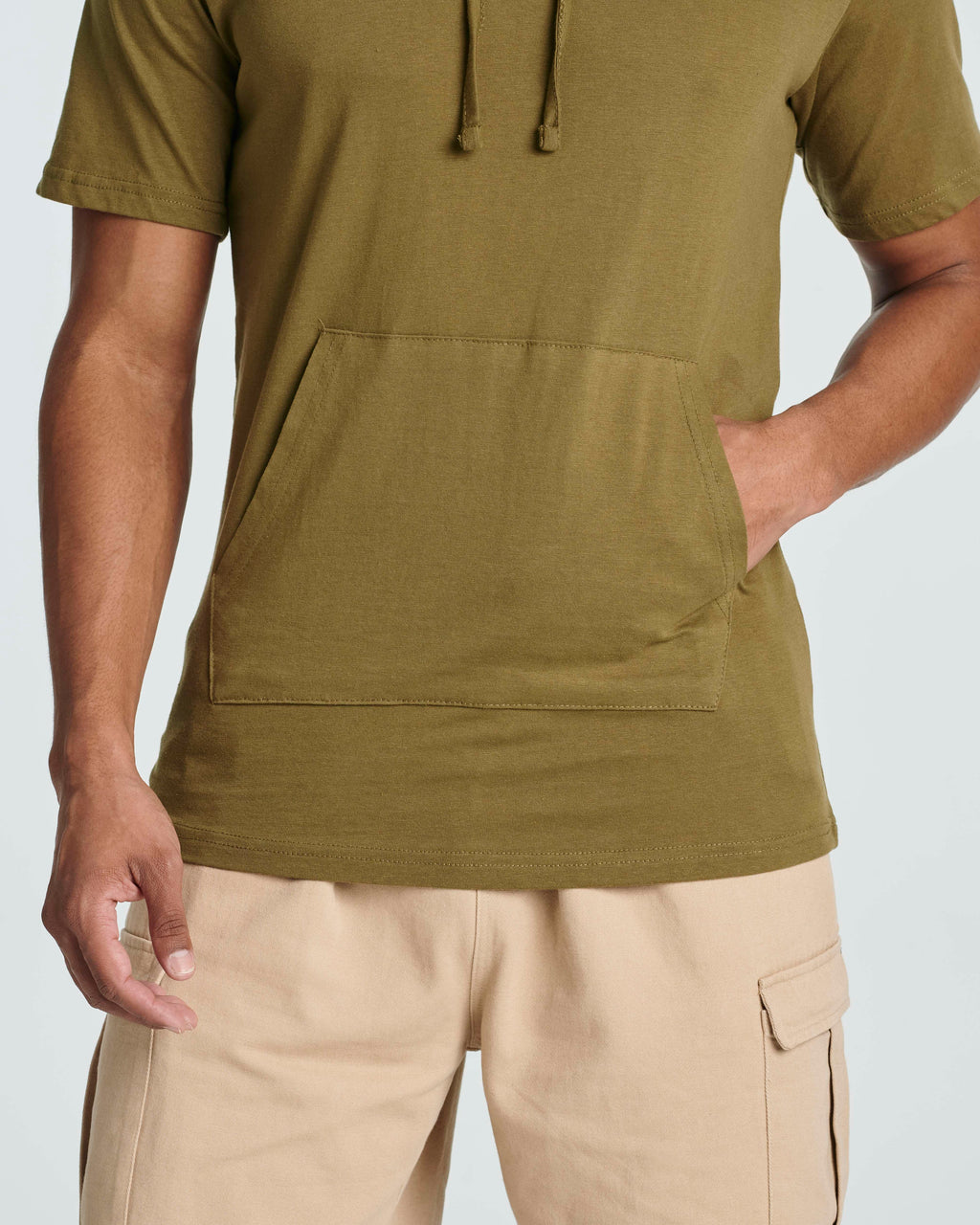 Men's Cotton Short-Sleeve Hoodie Hooded T-Shirt With Drawstring & Pockets (Available in Big & Tall)