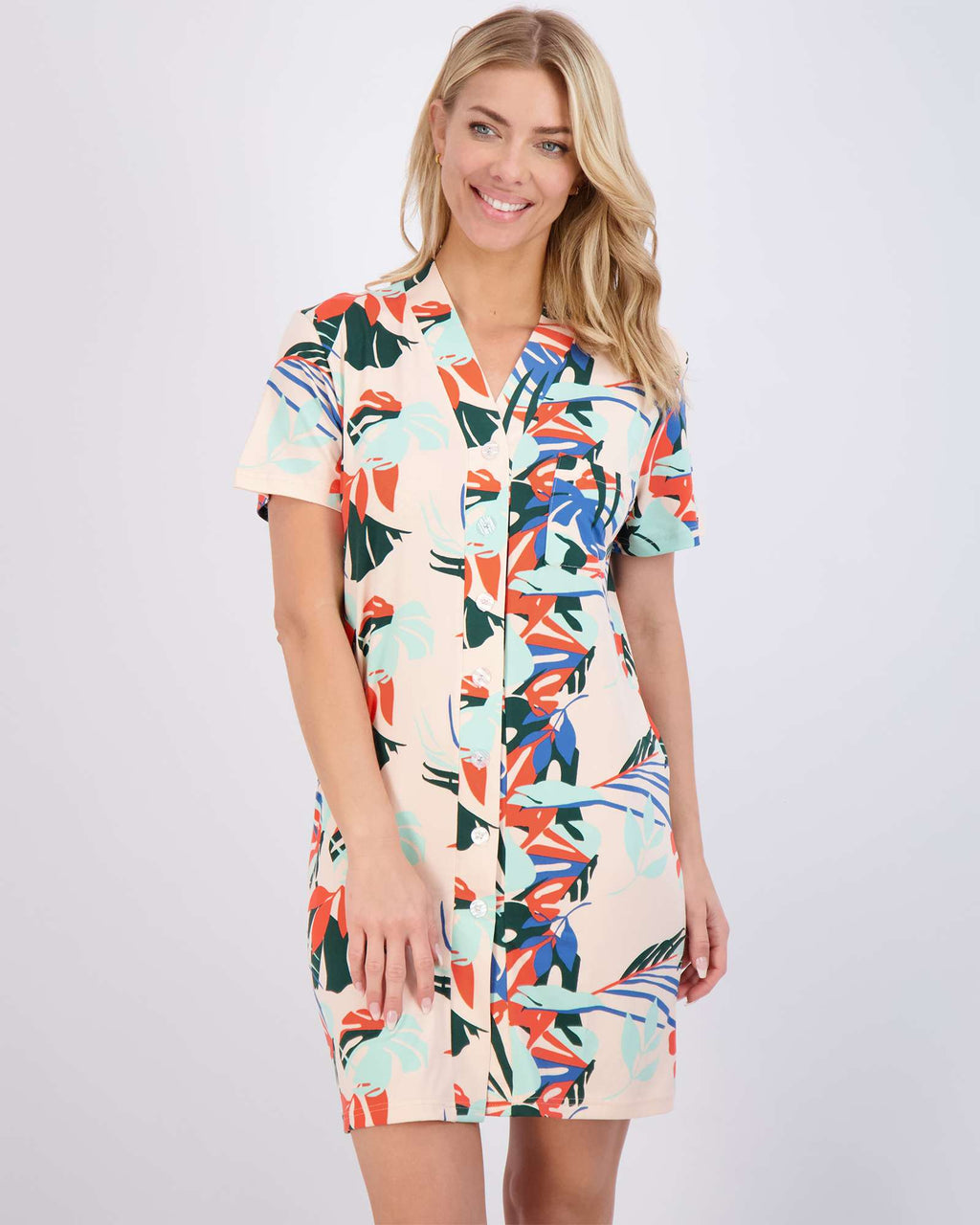 3 Pack: Women's Short Sleeve Button-Down Nightshirt