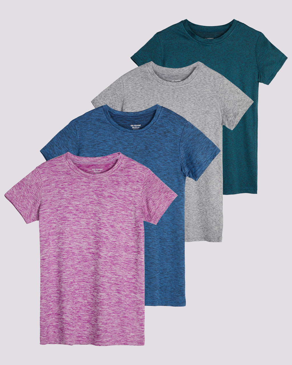 4 Pack: Girls Short Sleeve Dry-Fit Crew Neck Active T-Shirt