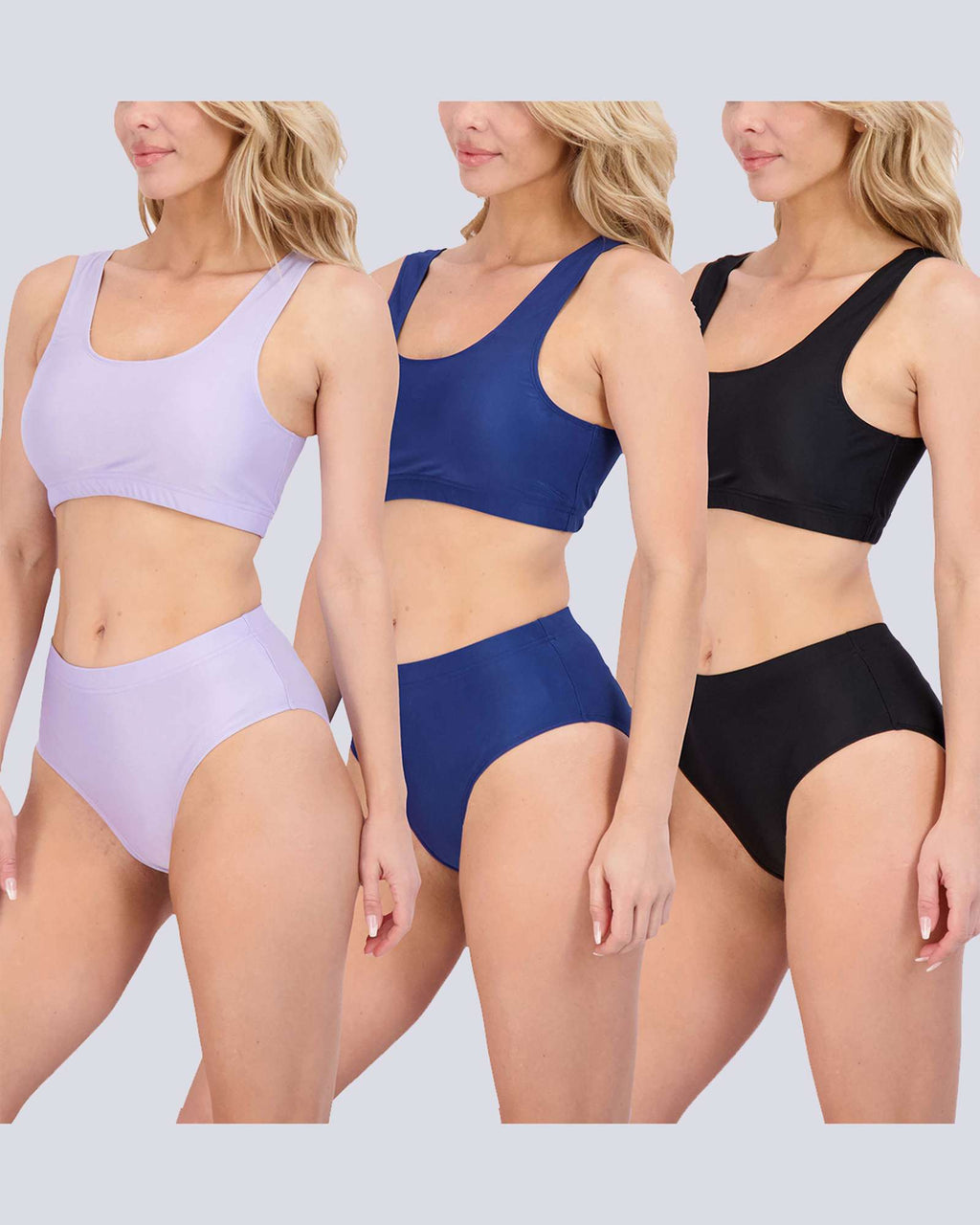 3 Pack: Womens 2-Piece Bikini Modest Teen Adult Athletic Beach Swimsuit Tankini