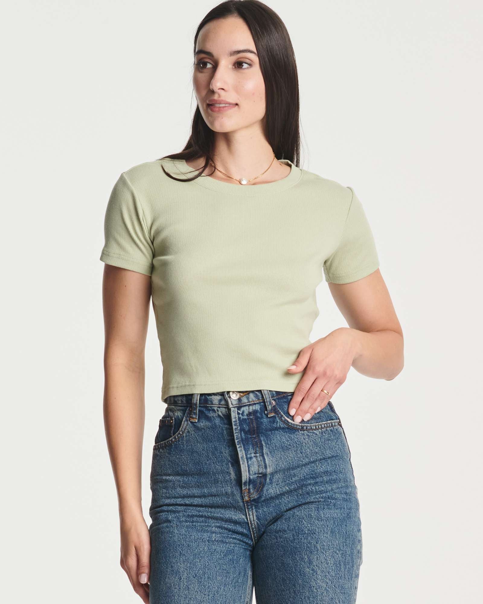 4 Pack: Women's Short Sleeve Ribbed Knit Crop Top