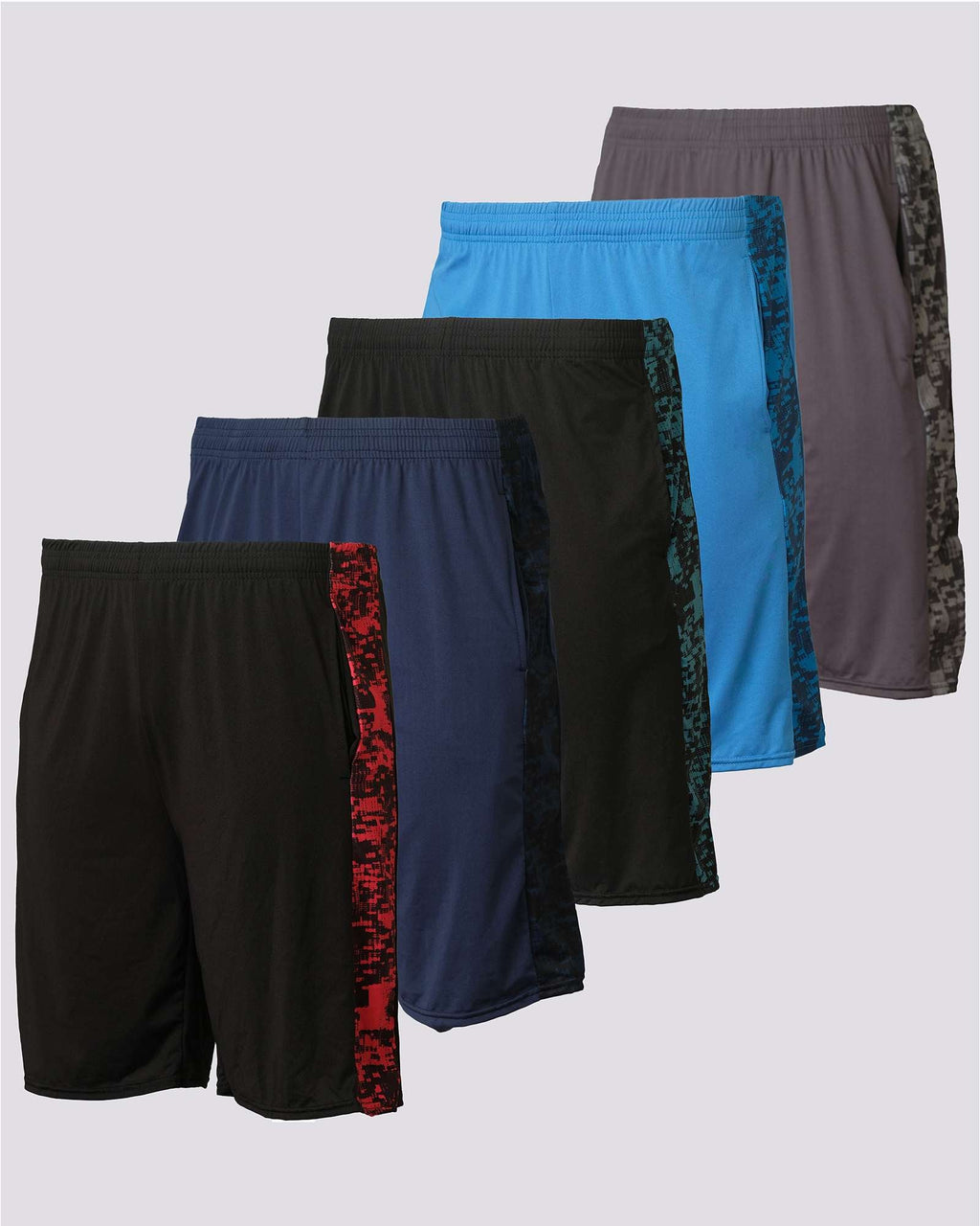 5 Pack: Mens Dry-Fit Active Performance Shorts