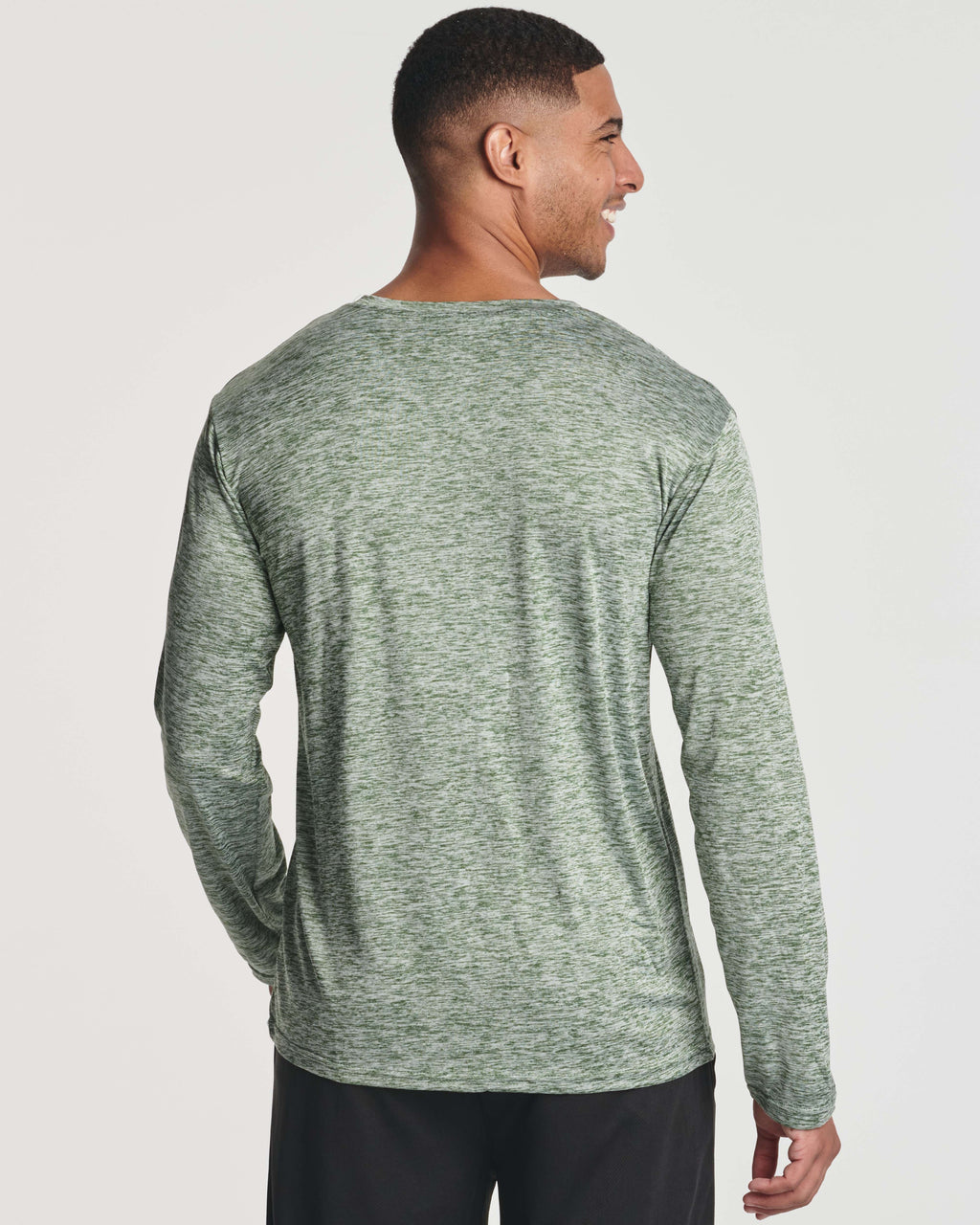 4 Pack: Mens Dry-Fit Long Sleeve Pocket Crew T-Shirt
