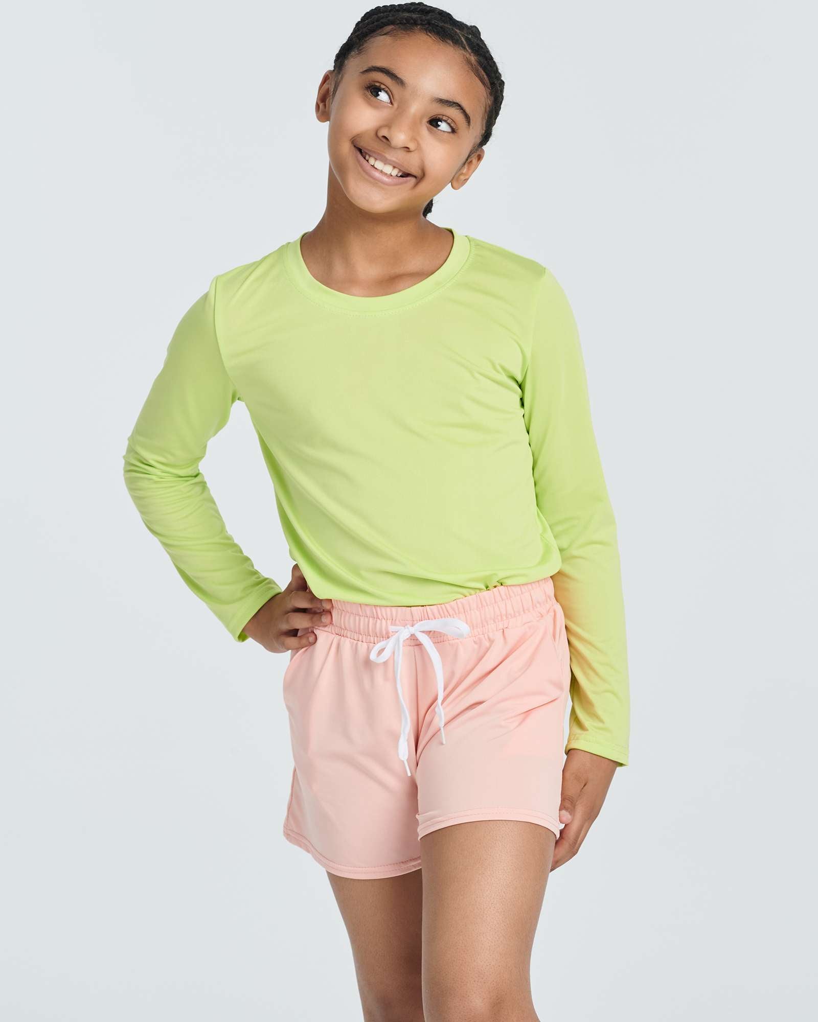 4 Pack: Girls Dry-Fit Long Sleeve Active Crew Neck T-Shirt