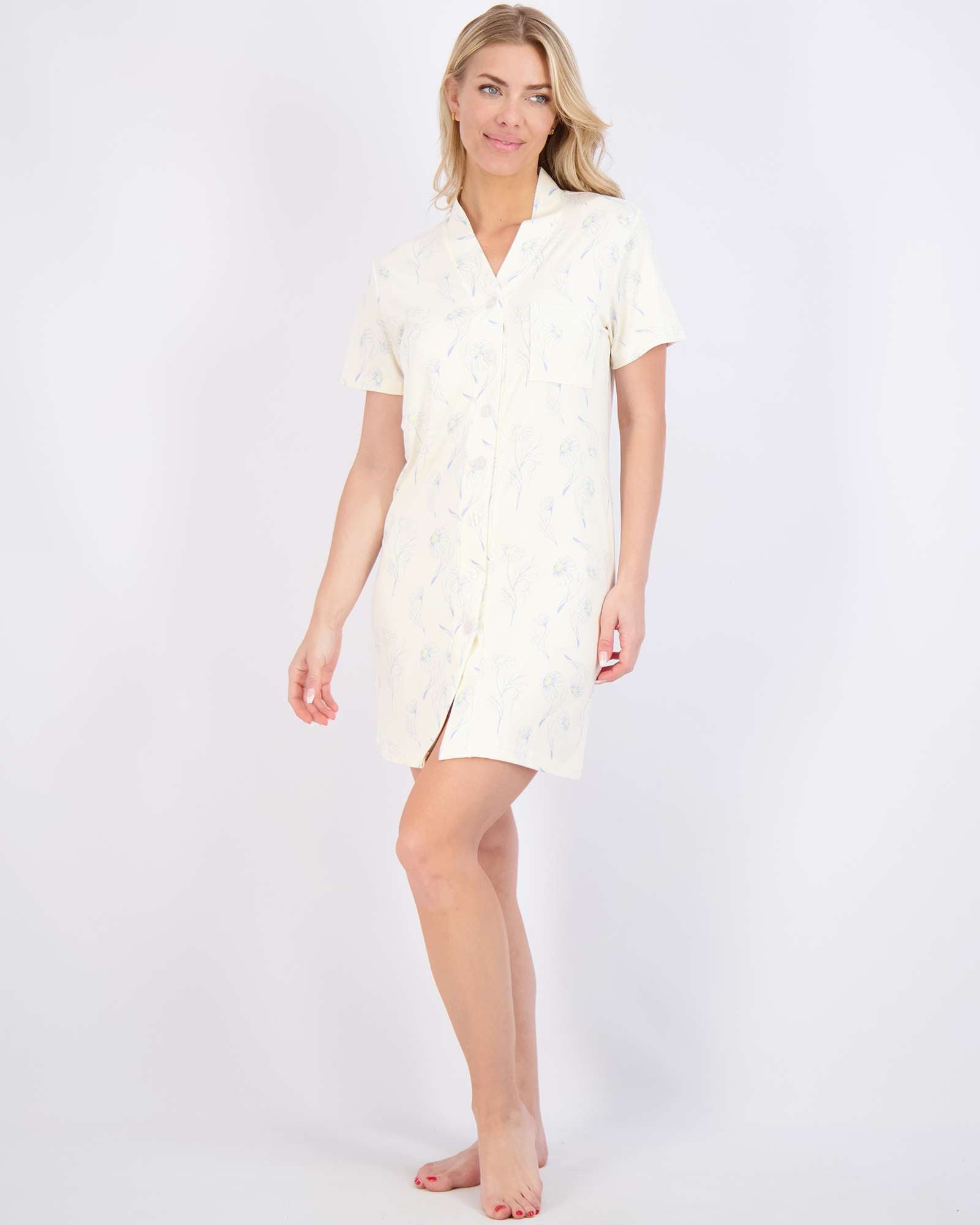 3 Pack: Women's Short Sleeve Button-Down Nightshirt