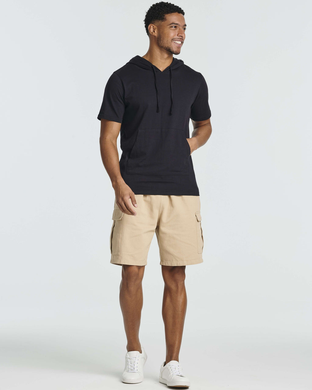 Men's Cotton Short-Sleeve Hoodie Hooded T-Shirt With Drawstring & Pockets (Available in Big & Tall)