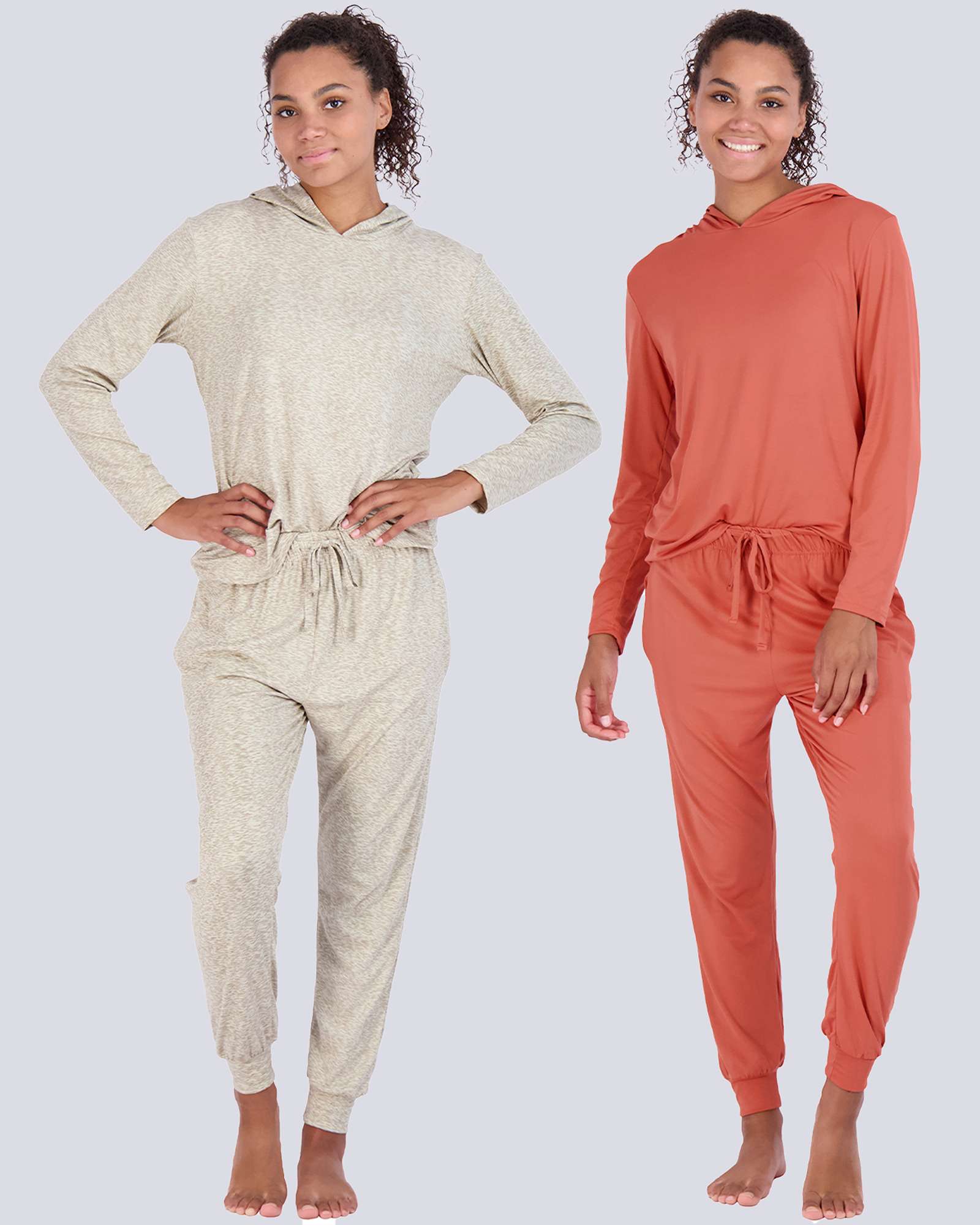 4 Piece: Womens Long Sleeve Henley & Jogger Lounge Pajama Set