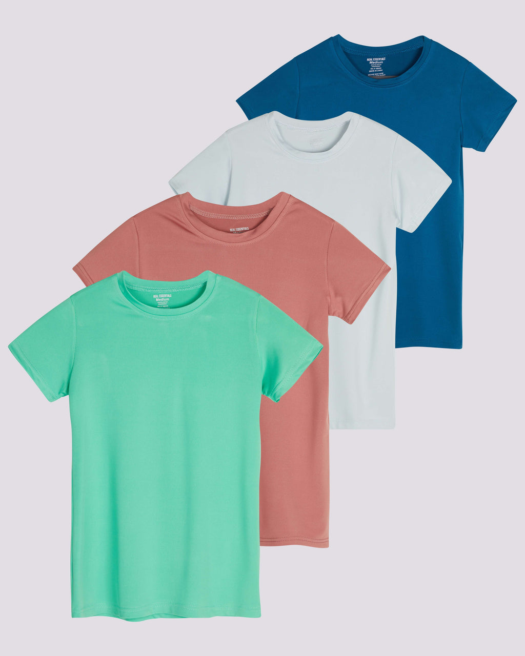 4 Pack: Girls Short Sleeve Dry-Fit Crew Neck Active T-Shirt
