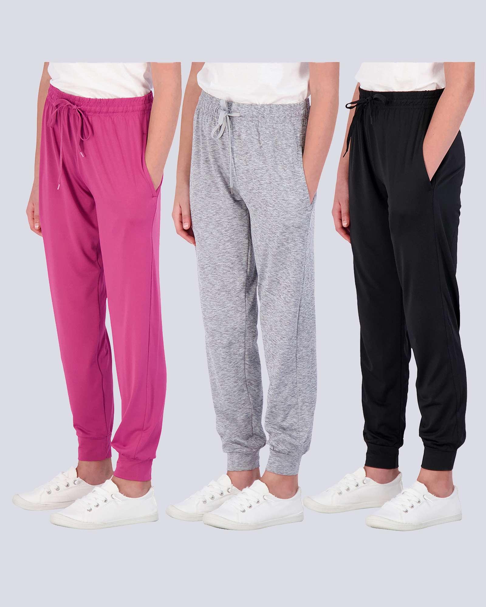 3 Pack: Girls Dry-Fit Active Jogger Sweatpants
