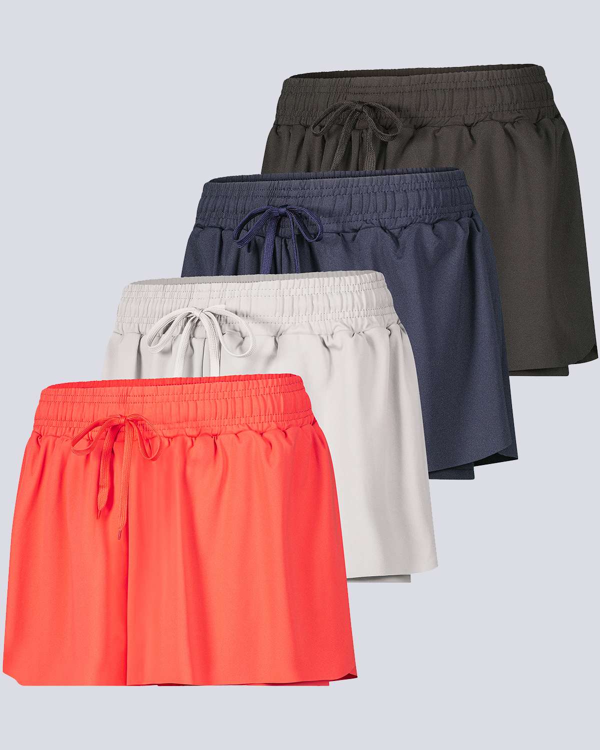 4 Pack: Womens Flowy Dry Fit Running Short - Gym Yoga Workout Summer Shorts (Available In Plus Size)