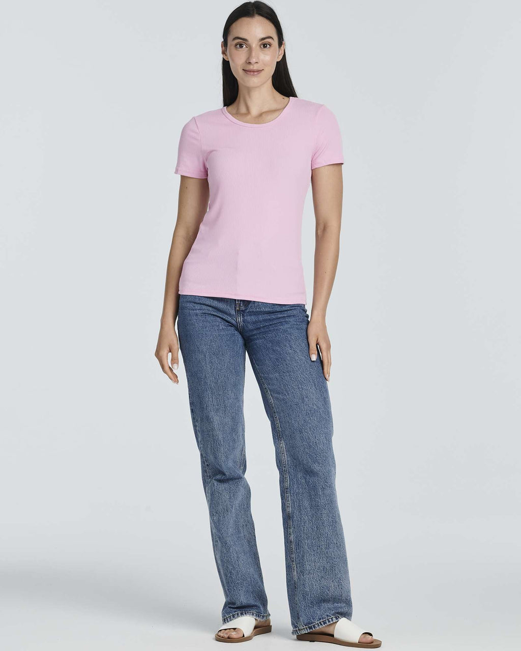 4 Pack: Women's Ribbed Knit Short Sleeve T-Shirt (Available in Plus)