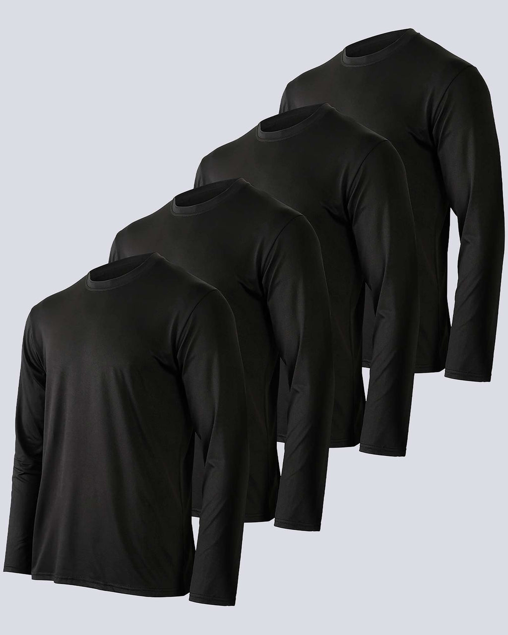 Real Essentials 4 Pack: Men's Dry-Fit UV Moisture Wicking UPF 50+ SPF Sun Protective Fishing Hiking Swim Long Sleeve Shirt