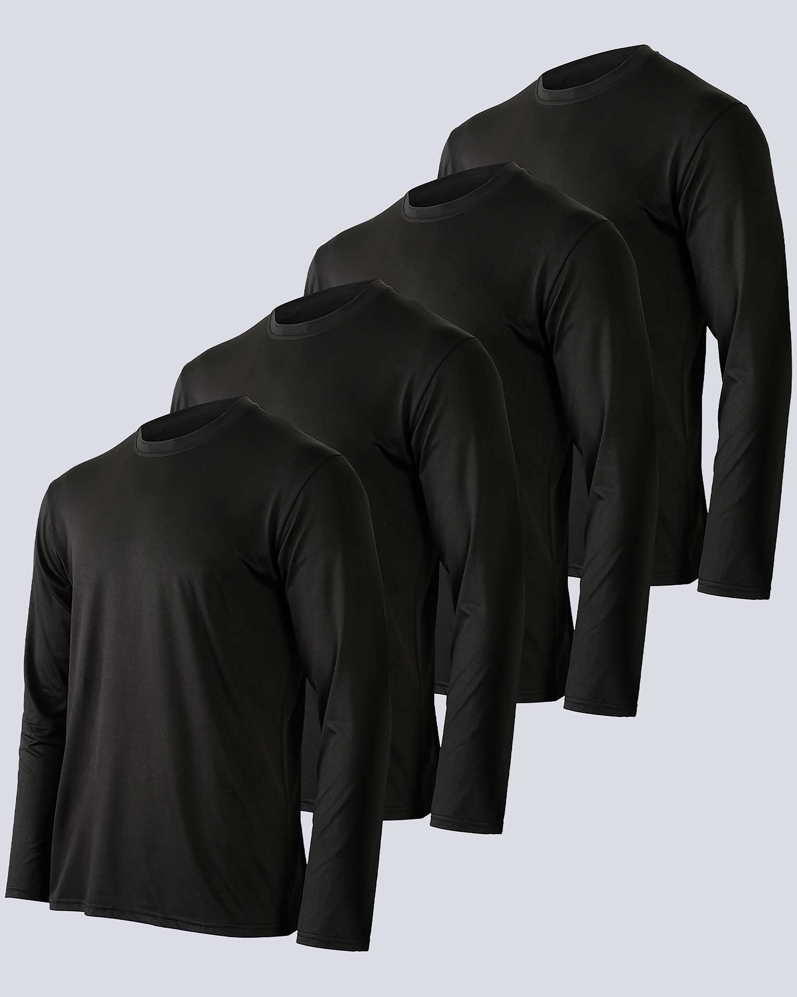 Real Essentials 4 Pack: Men's Dry-Fit UV Moisture Wicking UPF 50+ SPF Sun Protective Fishing Hiking Swim Long Sleeve Shirt