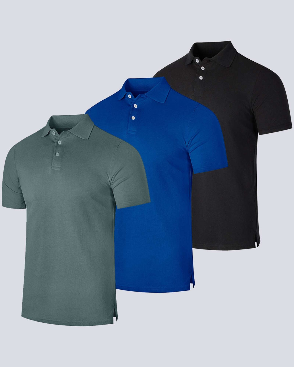 3 Pack: Mens Cotton Pique Short Sleeve Polo Shirt