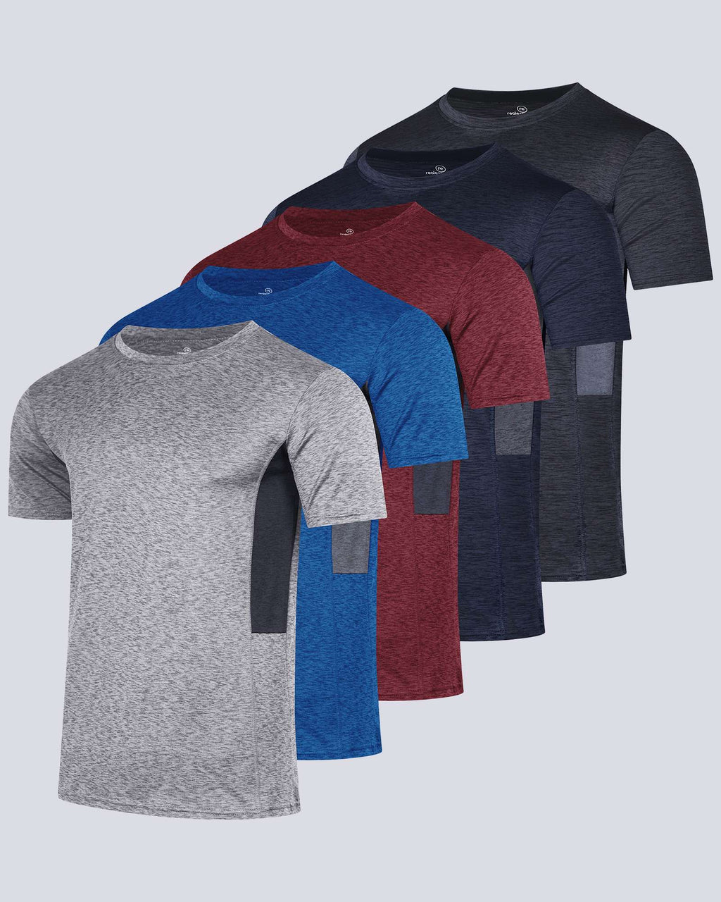 5 Pack: Mens Dry-Fit Active Crew Neck T-Shirt