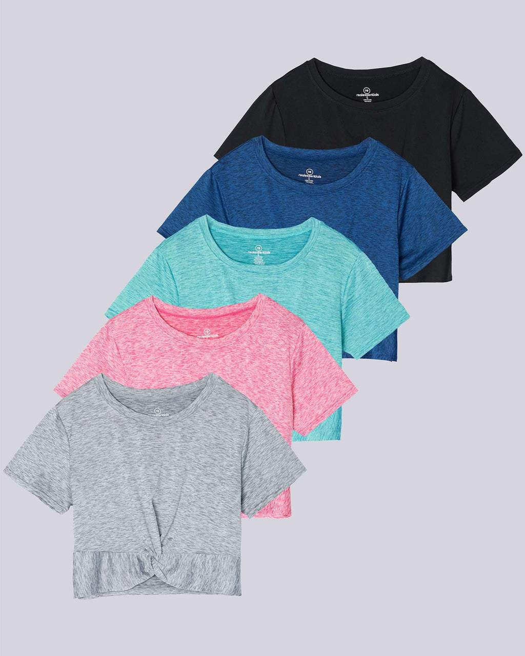 5 Pack: Women's Short Sleeve Twist Front Crop Top