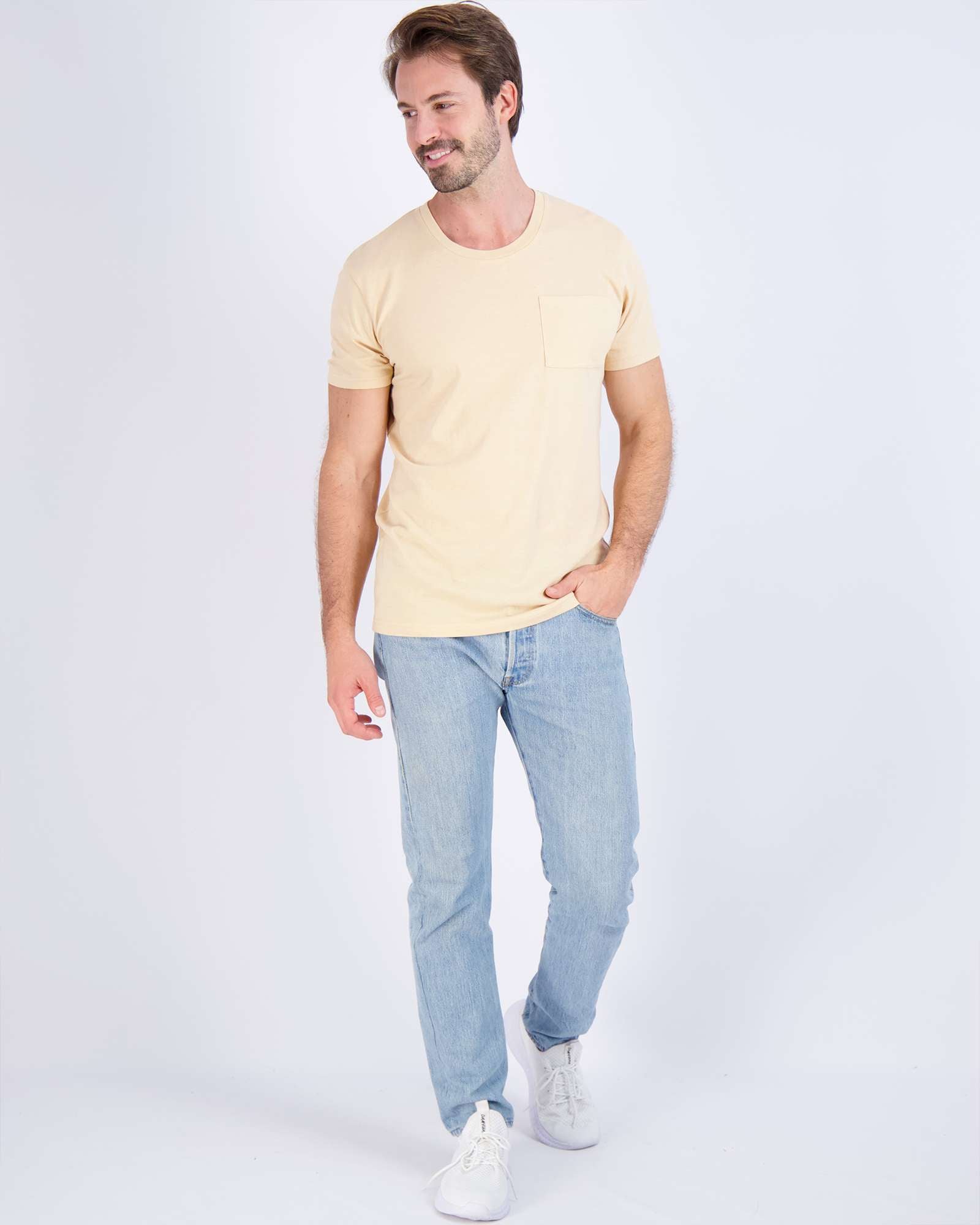 4 Pack: Mens Cotton Short Sleeve Crew Neck Pocket T-Shirt