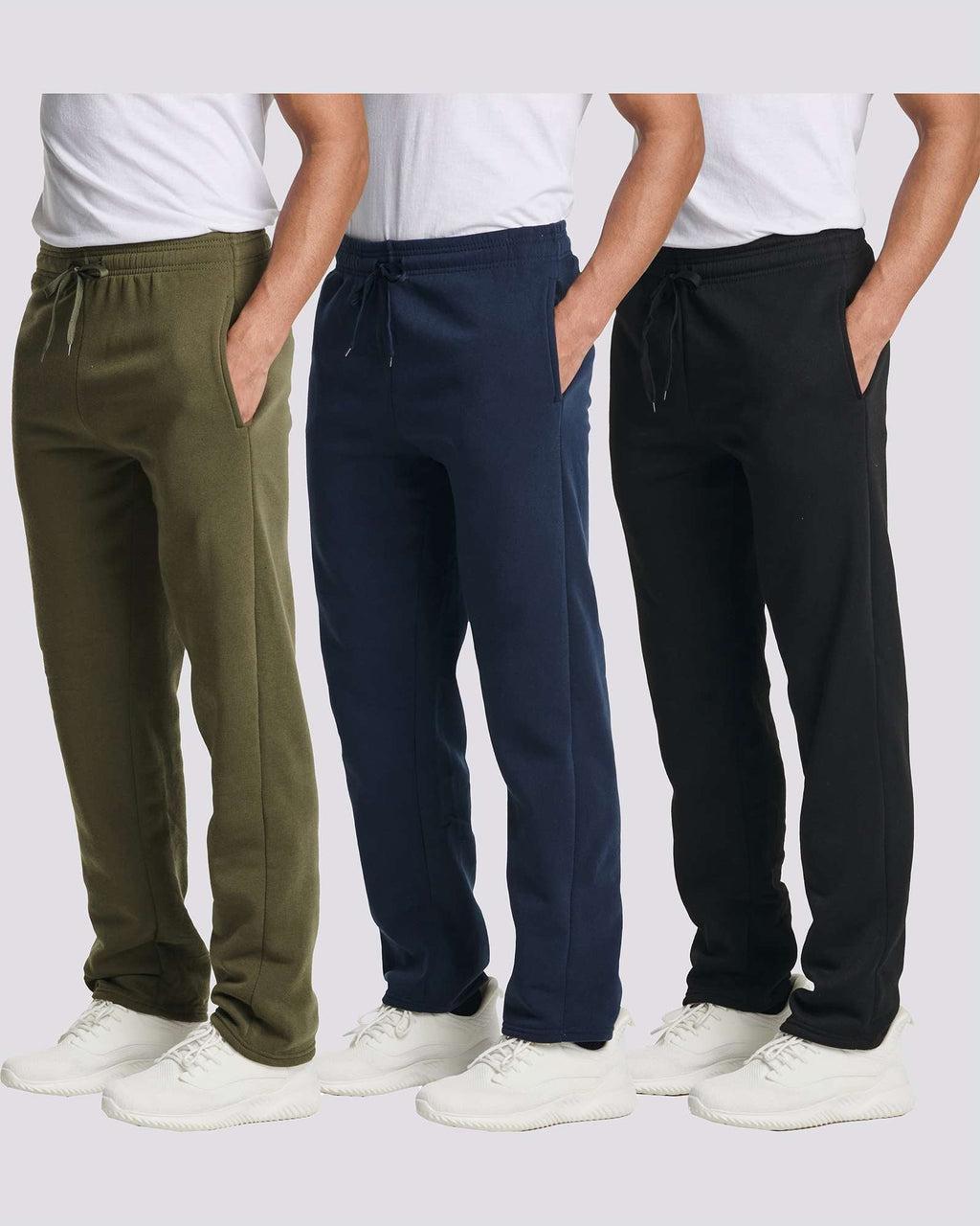 3 Pack: Mens Fleece Open Bottom Sweatpants