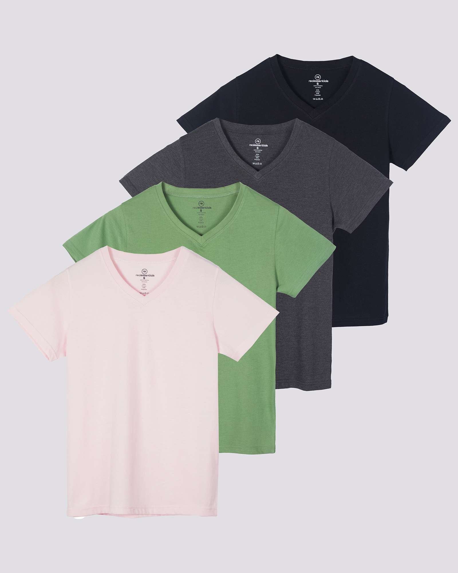 4 Pack: Women's Short-Sleeve V-Neck T-Shirt (Available in Plus Size)