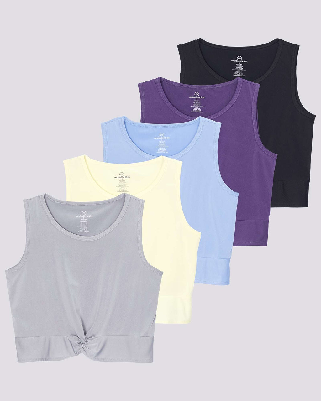 5 Pack: Women's Dry-Fit Twist Front Sleeveless Crop Top