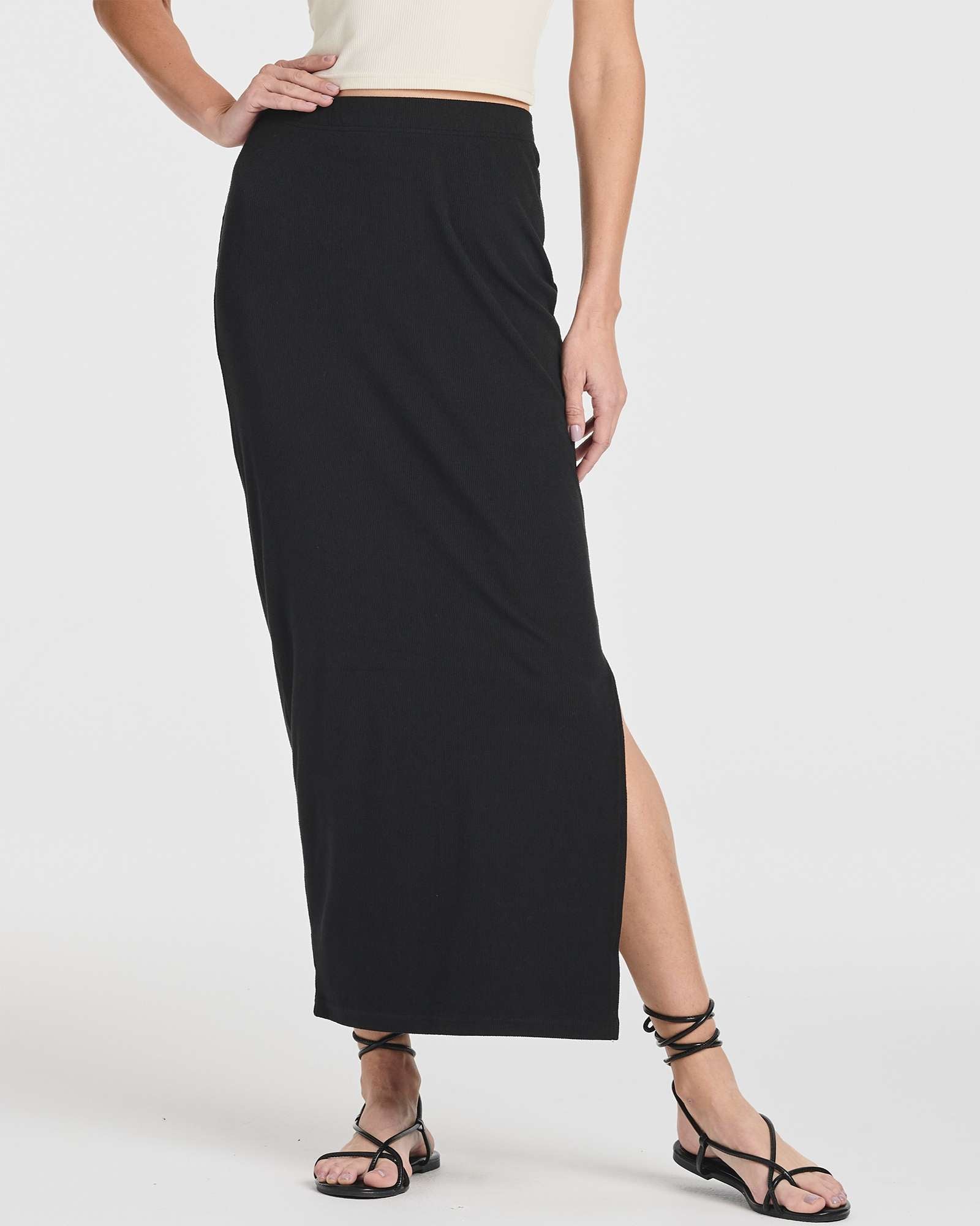 3 Pack: Women's Ribbed High Waisted Maxi Skirt