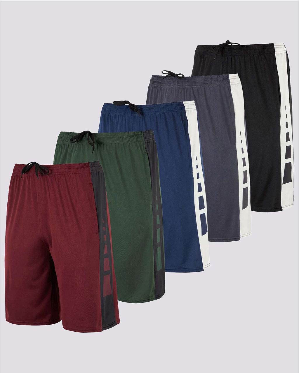 5 Pack: Mens Dry-Fit Active Performance Shorts
