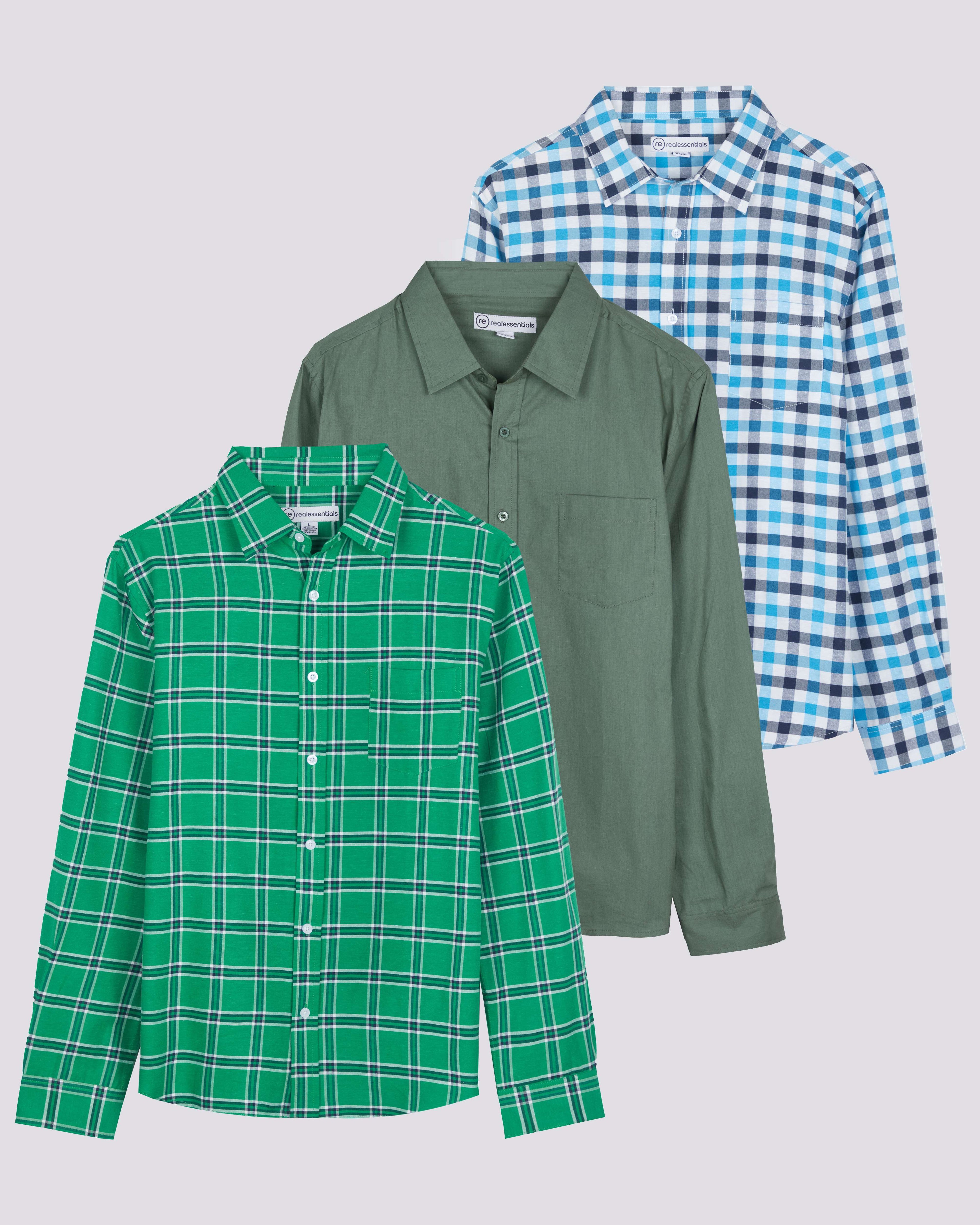 3 Pack: Men's Regular-Fit Long Sleeve Poplin Shirt (Available in Big & Tall)