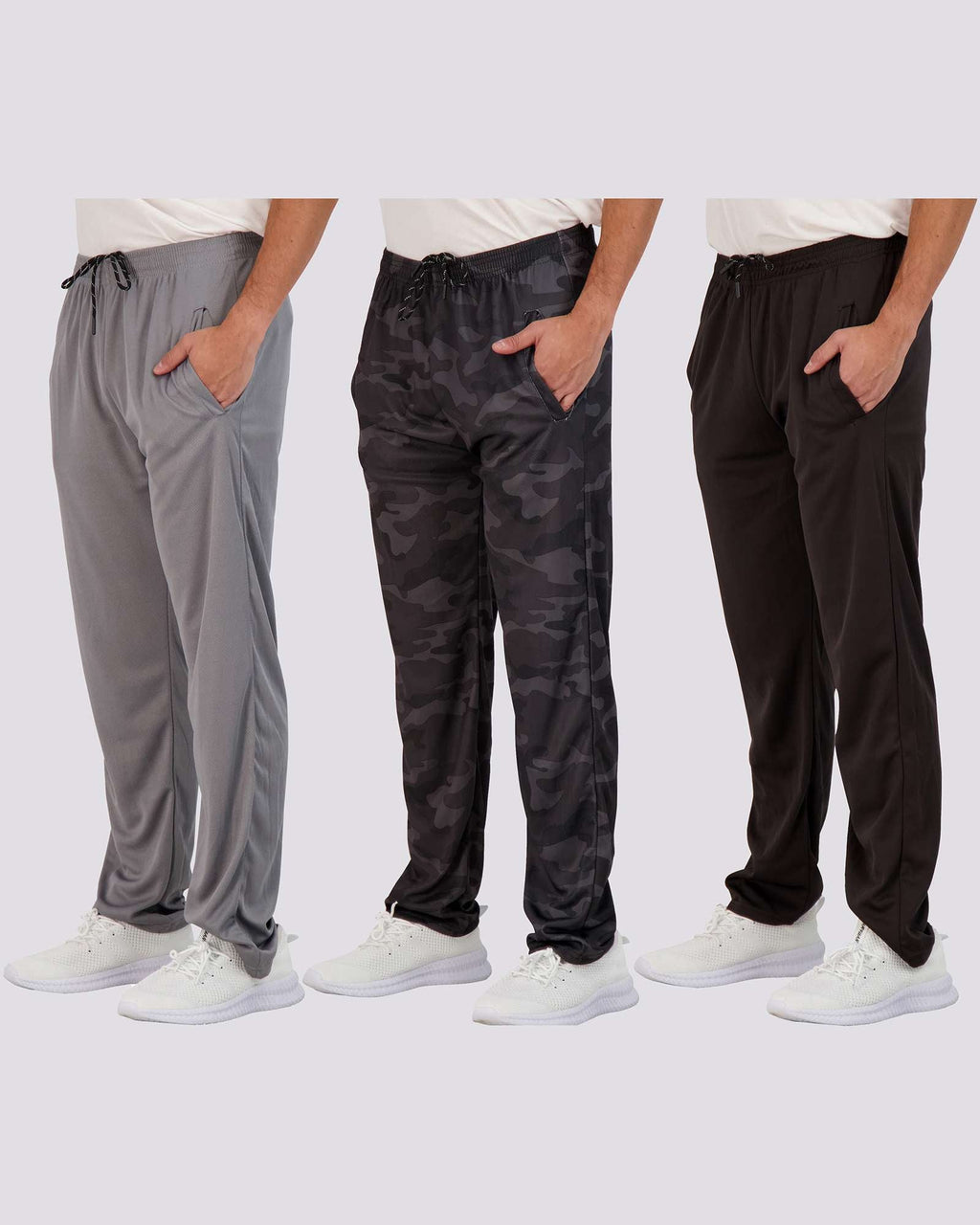 3 Pack: Mens Mesh Active Open Bottom Sweatpants