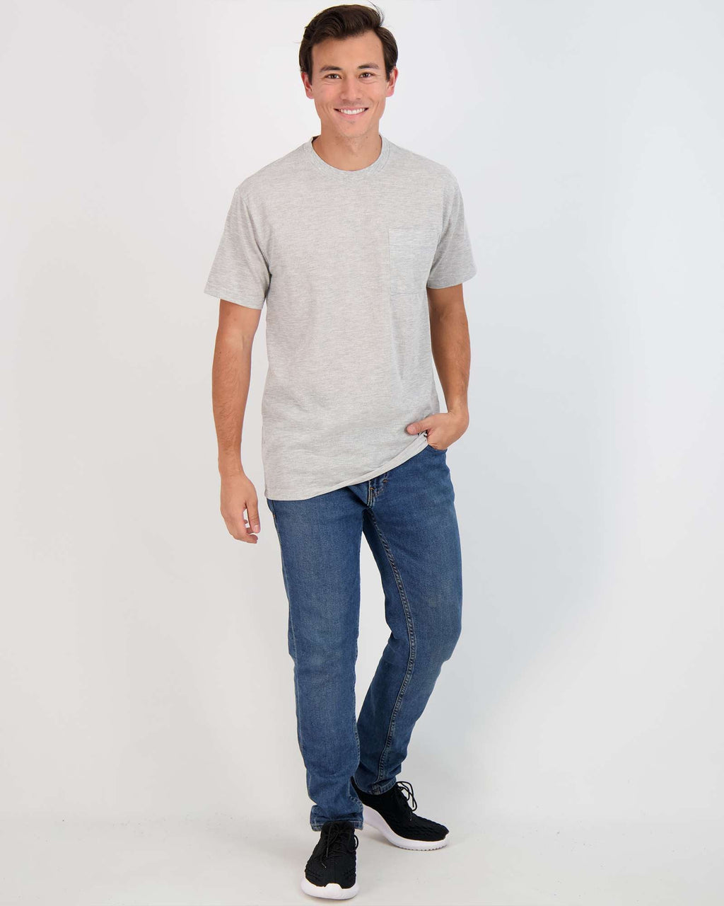 4 Pack: Mens Cotton Short Sleeve Crew Neck Pocket T-Shirt