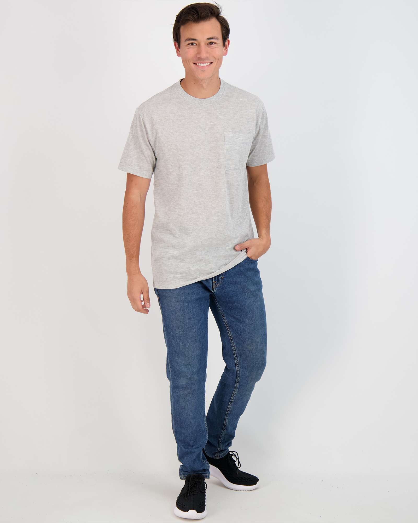 4 Pack: Mens Cotton Short Sleeve Crew Neck Pocket T-Shirt