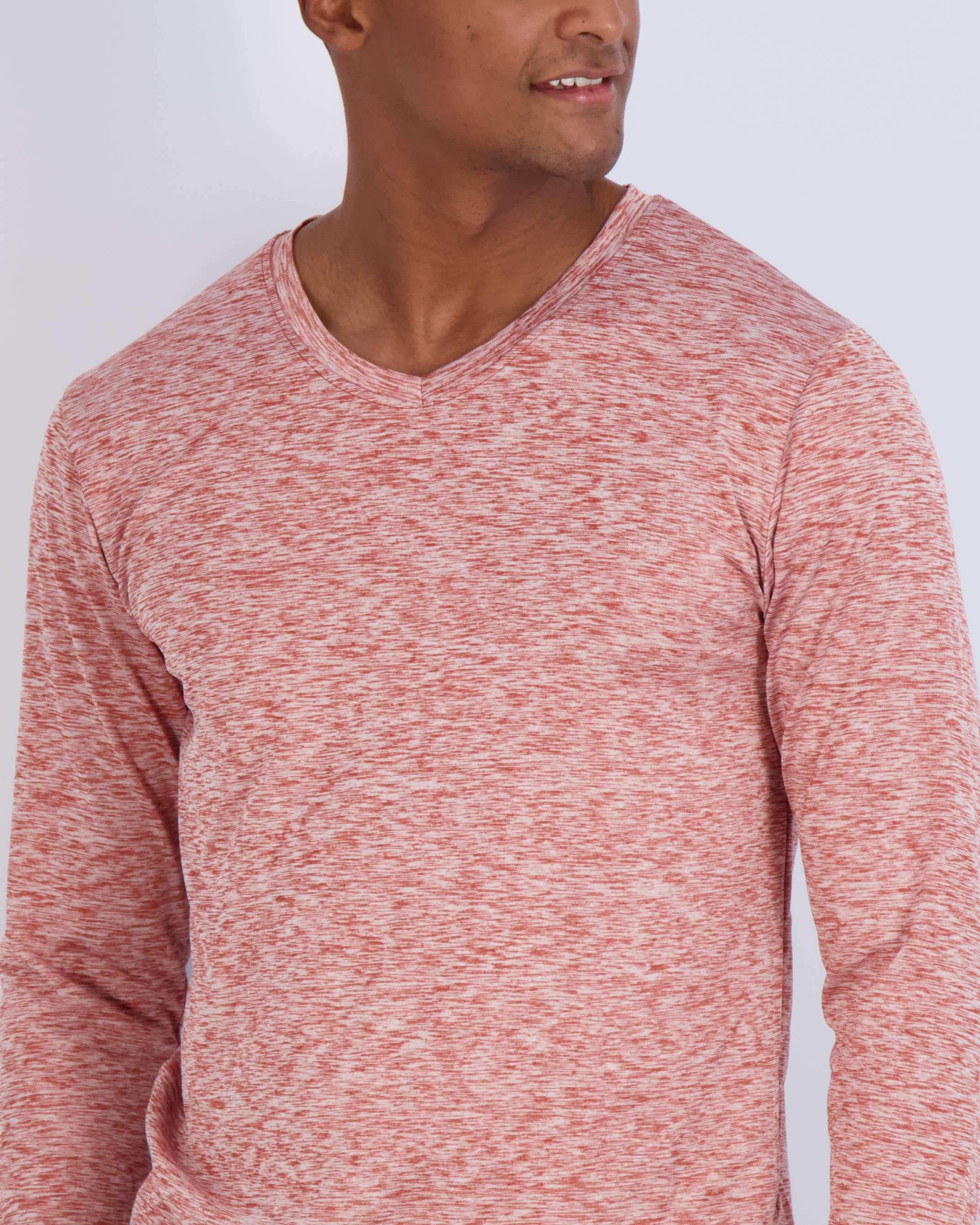 4 Pack: Mens V-Neck Long Sleeve Dry Fit T-Shirt