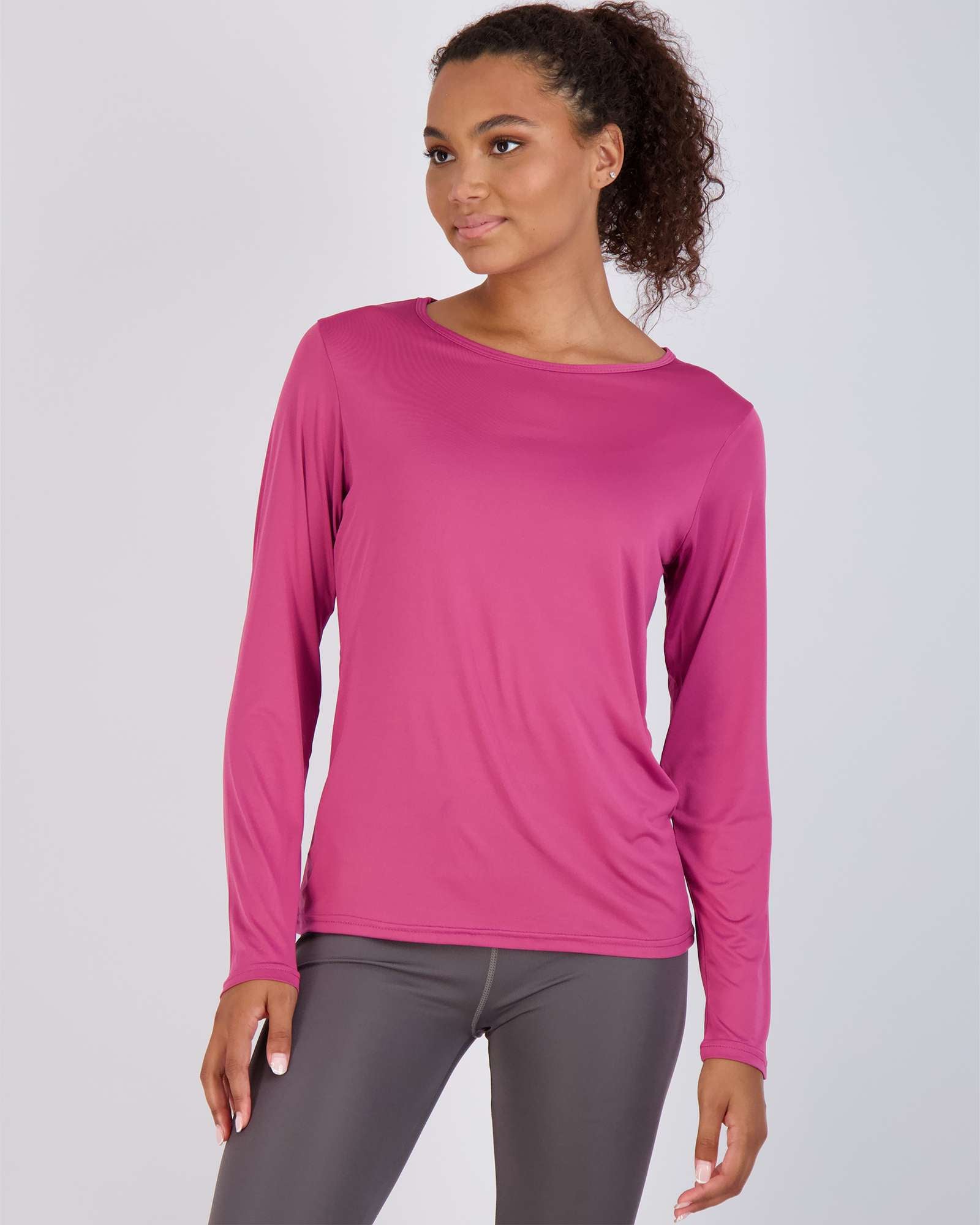 4 Pack: Womens Plus Dry-Fit Active Long-Sleeve T-Shirt