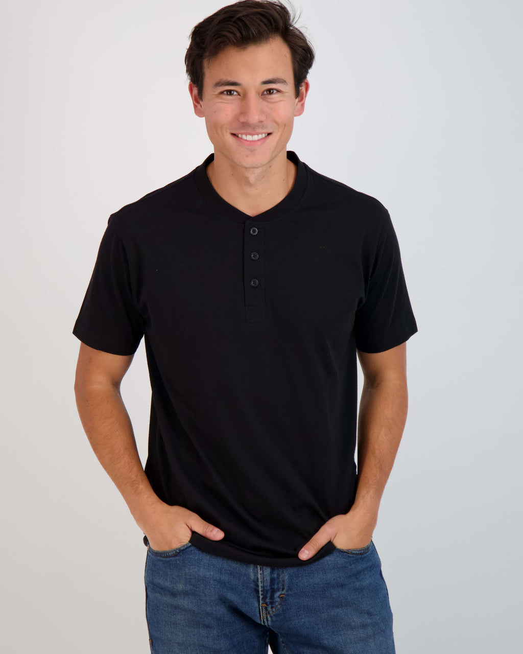 3 Pack: Mens Cotton Short Sleeve Henley T-Shirt