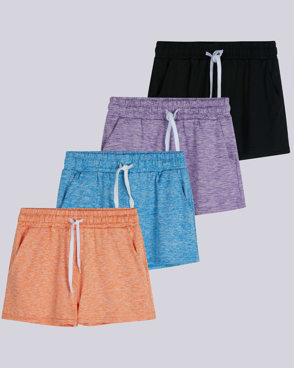 4 Pack: Girls Dry-Fit Active Shorts