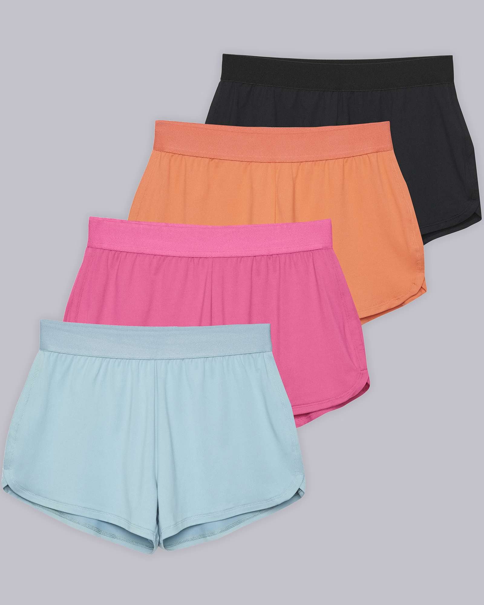 4 Pack: Girls' Running Shorts with Drawstring
