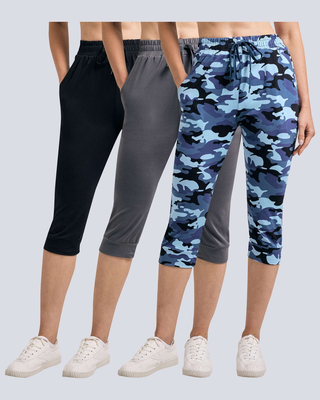 3 Pack: Women's Capri Joggers (Available in Plus Size)
