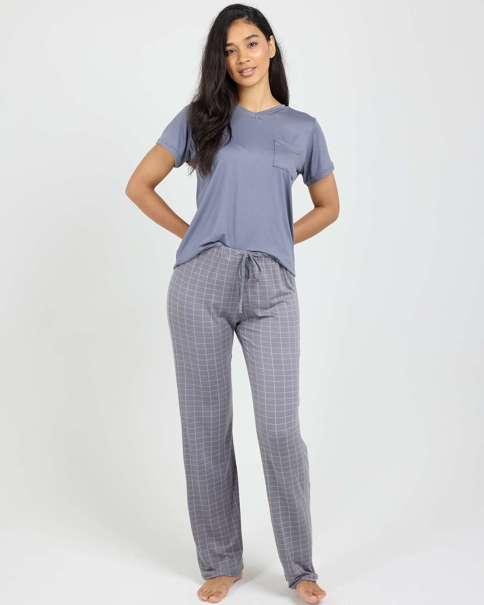 2 Pack: Women’s Pajama Set Super-Soft Short Sleeve V-Neck Top With Pants (Available in Plus Size)