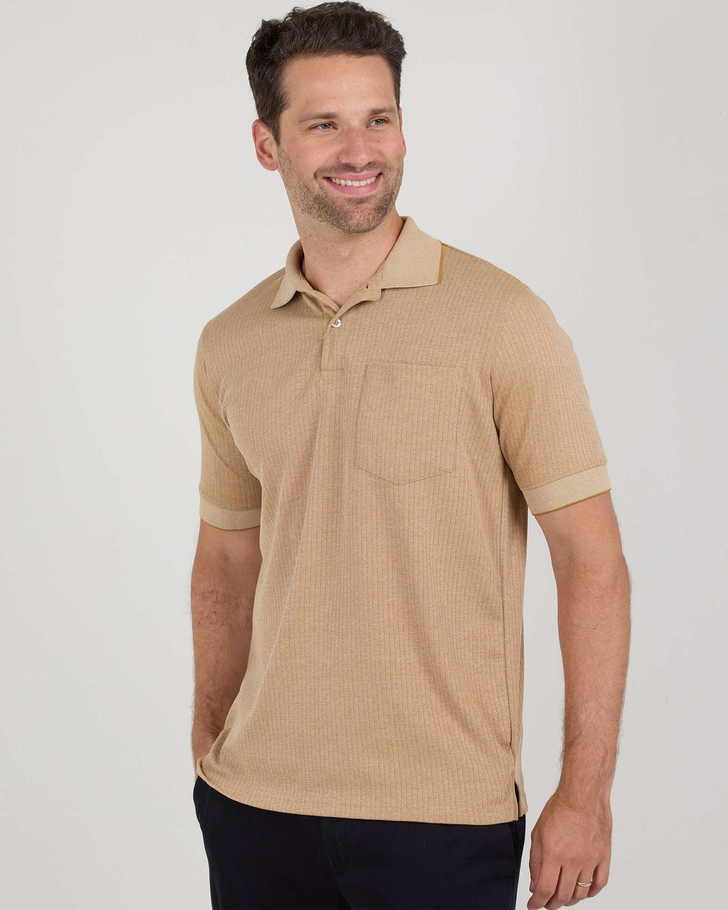 3 Pack: Men's Ribbed CVC SS Polo Shirt With Pocket - Breathable Performance Polo (Available in Big & Tall)