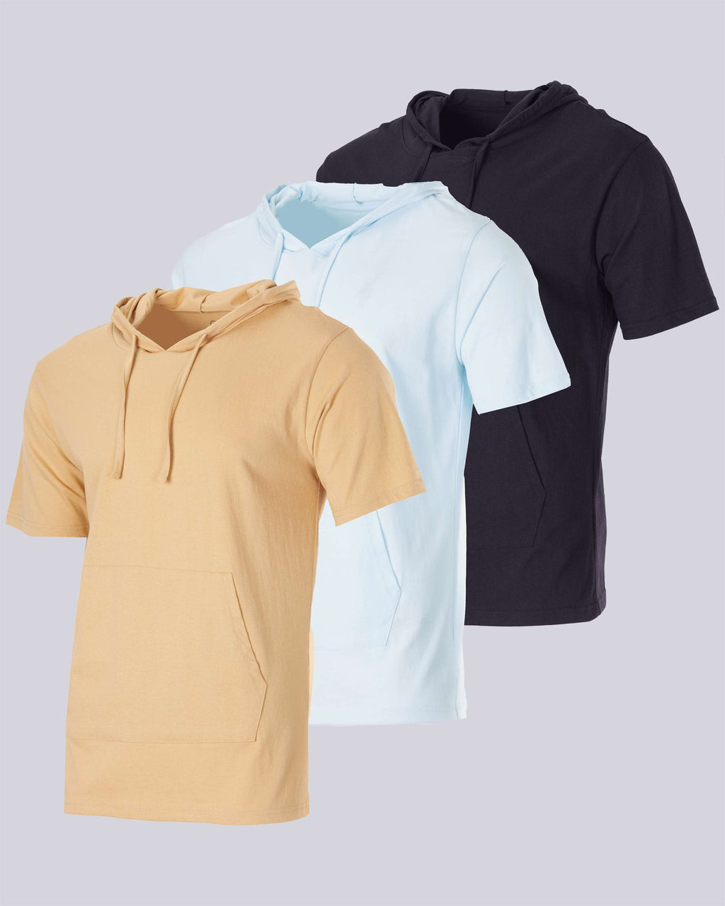 Men's Cotton Short-Sleeve Hoodie Hooded T-Shirt With Drawstring & Pockets (Available in Big & Tall)