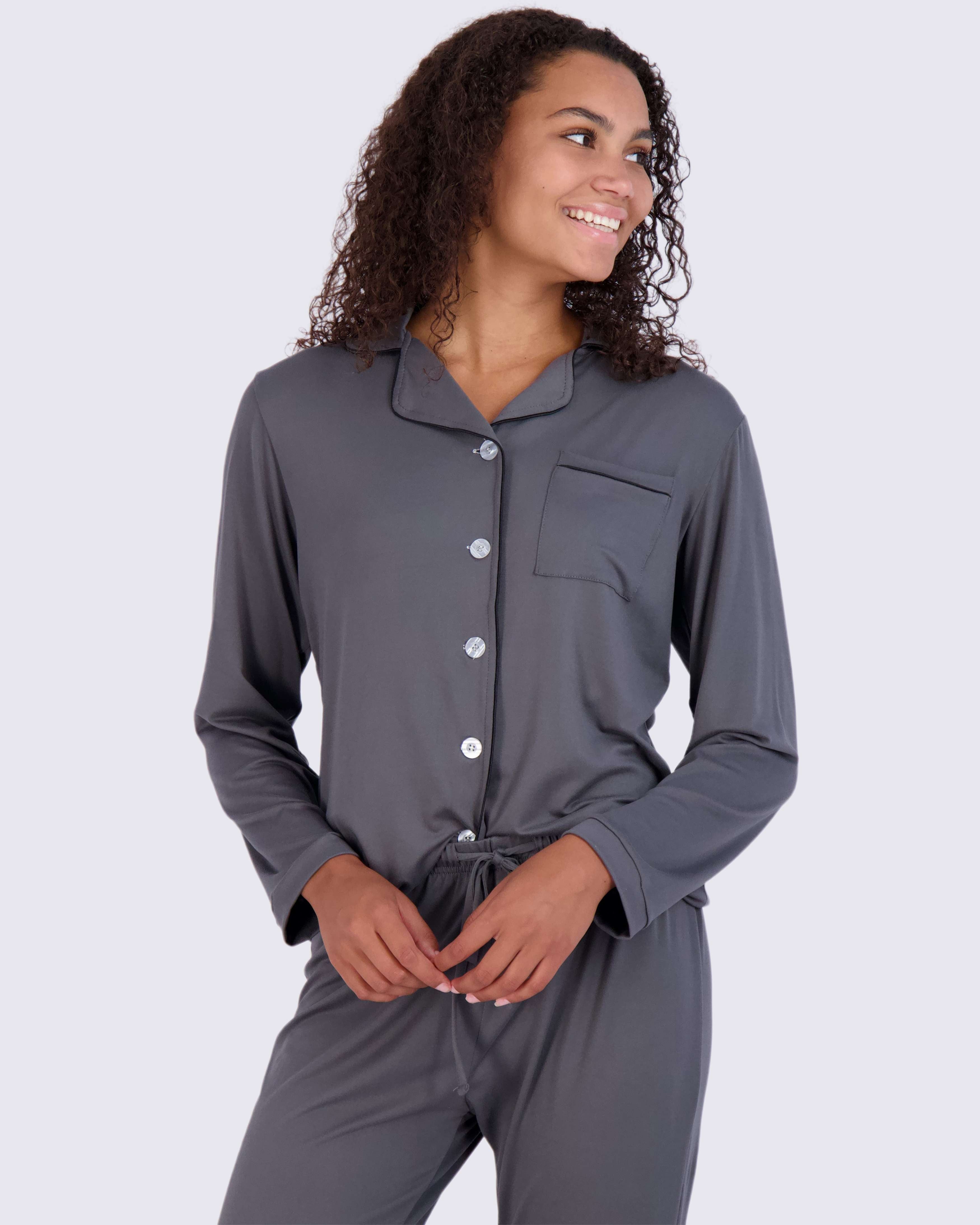 4 Piece: Women’s Long Sleeve Button Down Pajama Set