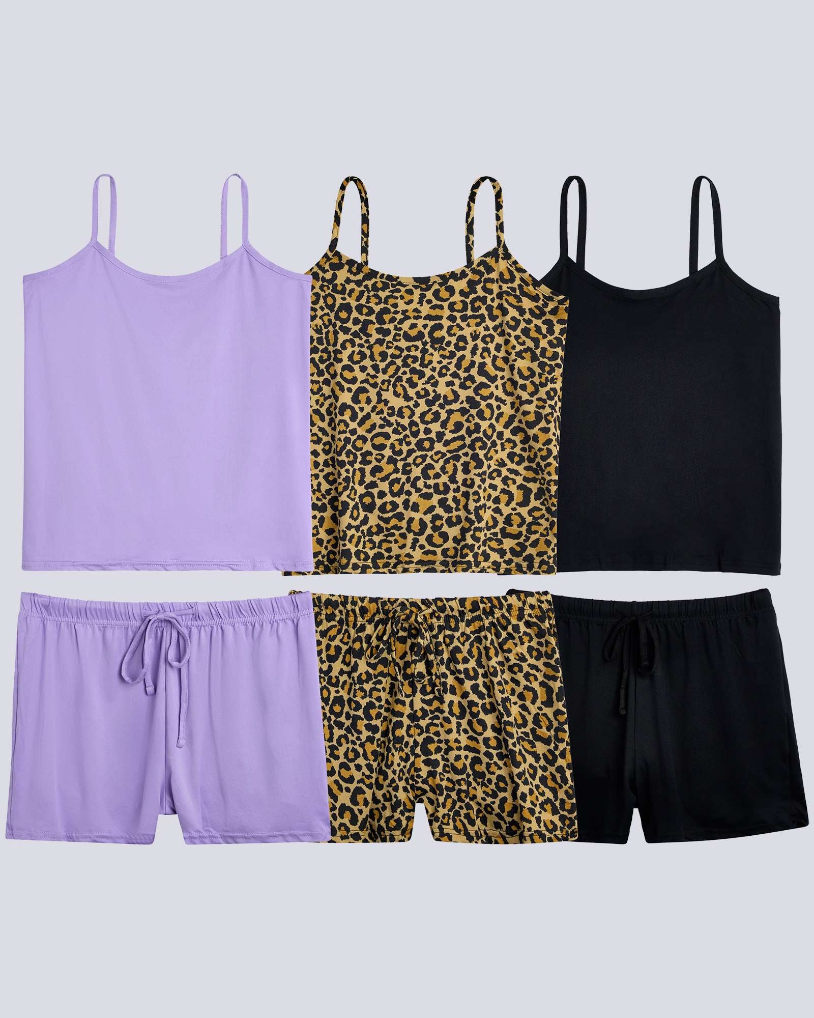 3 Pack: Women's Cami Top and Pajama Set (Available in Plus Size)