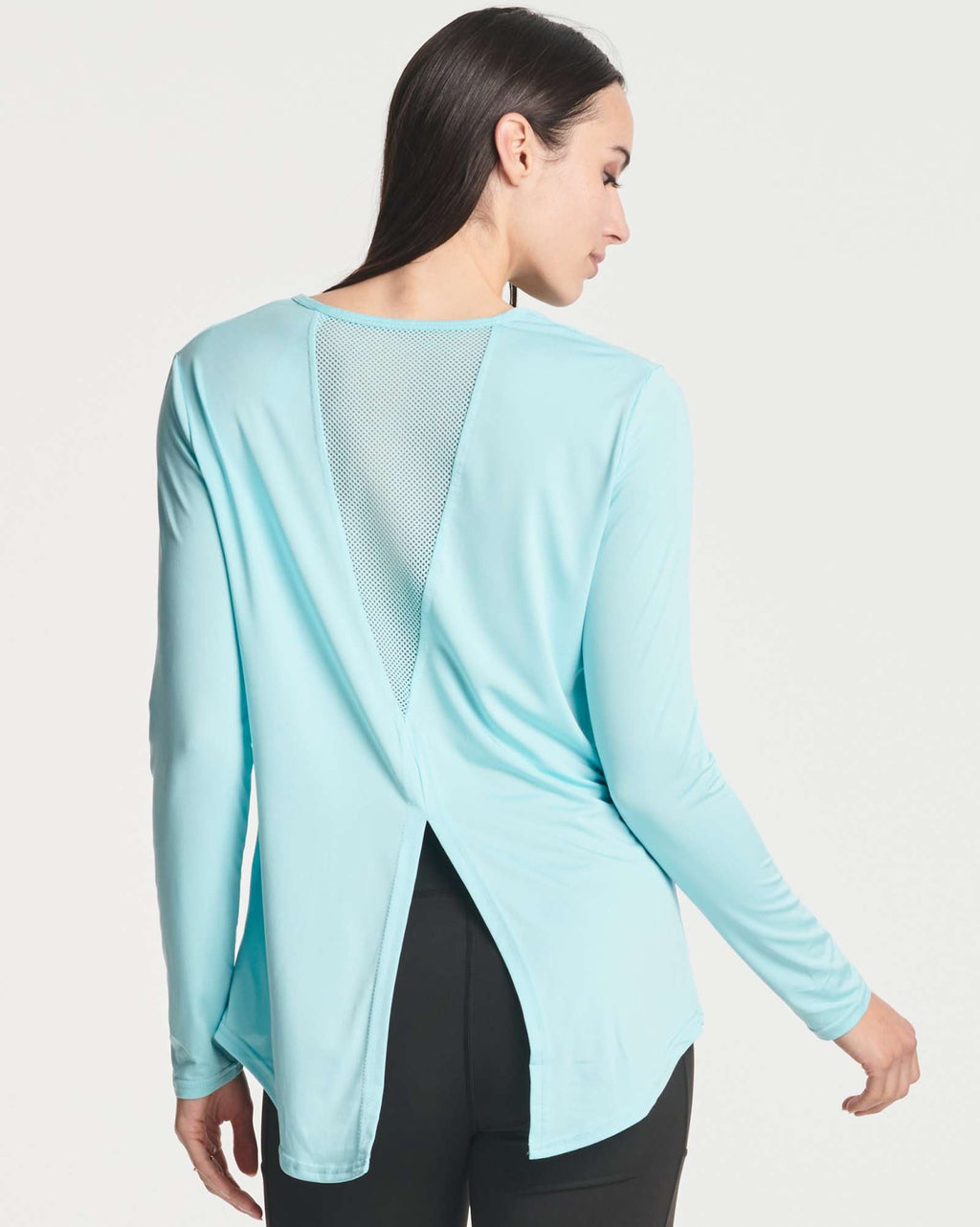 4 Pack: Women's Long-Sleeve Mesh Insert Tie Back Shirt (Available in Plus Size)