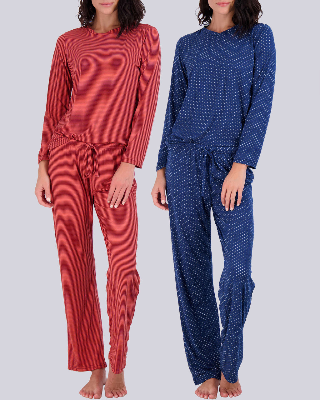 2 Pack: Women’s Pajama Set Super-Soft Long Sleeve Top With Pants