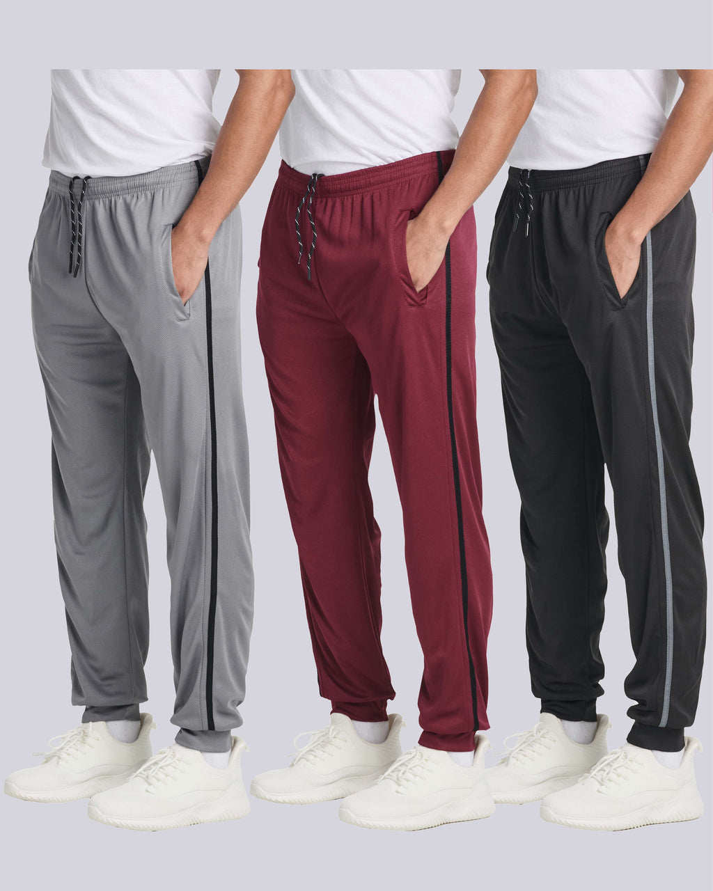 3 Pack: Mens Mesh Active Jogger Sweatpants