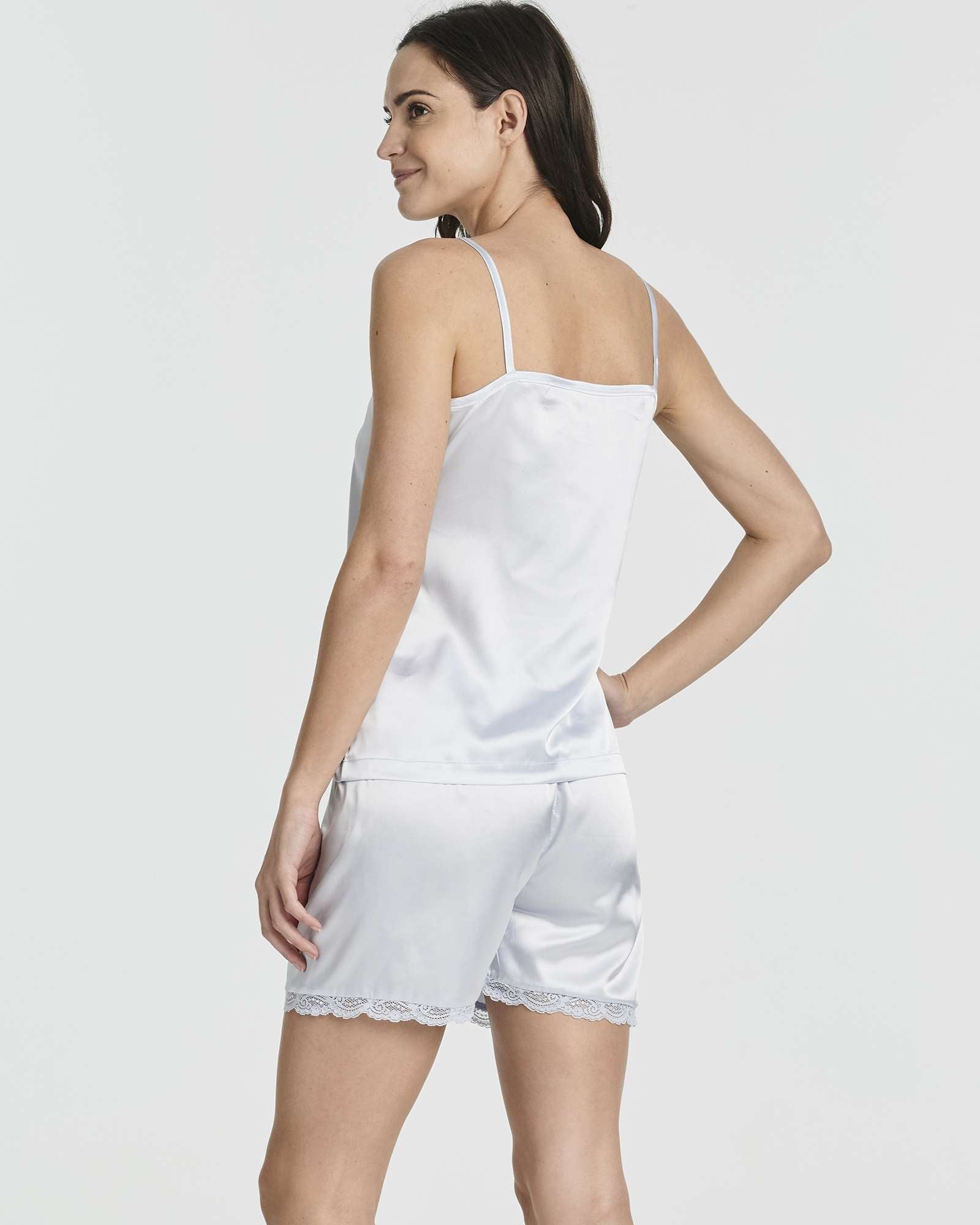 3 Pack: Women's Silk Satin Cami Pajama Set With Shorts Lace Trim Lingerie Sleepwear