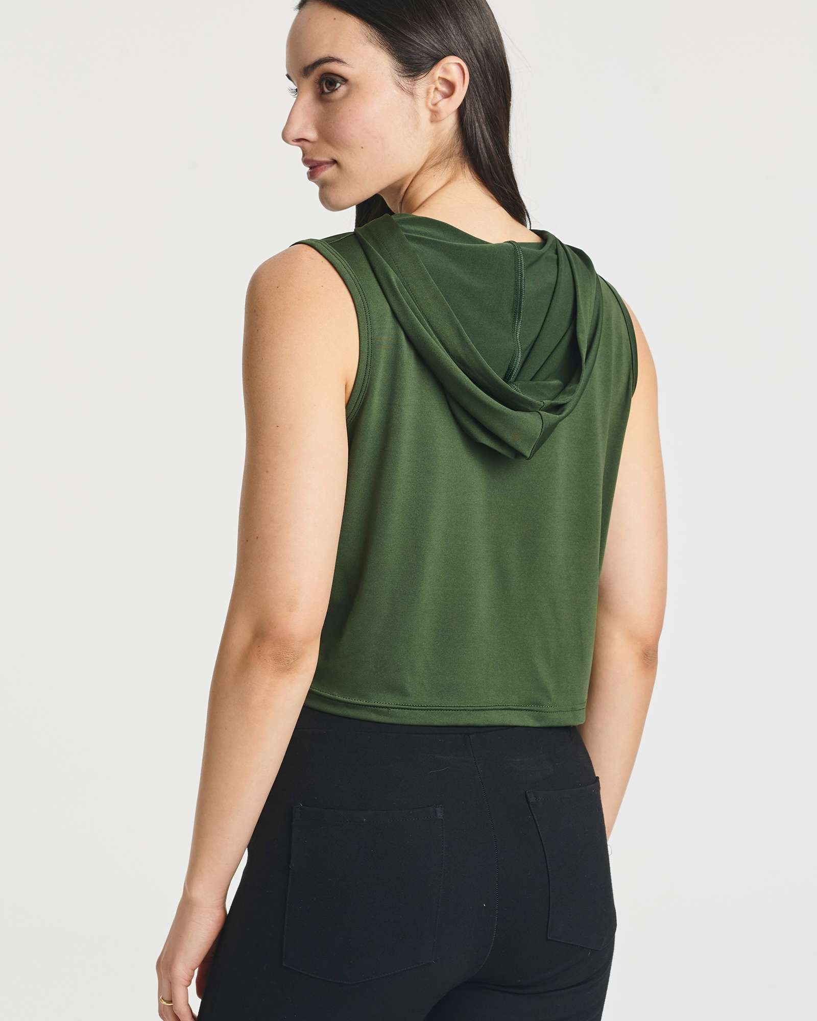 3 Pack: Women's Sleeveless Cropped Tank Top Hoodie