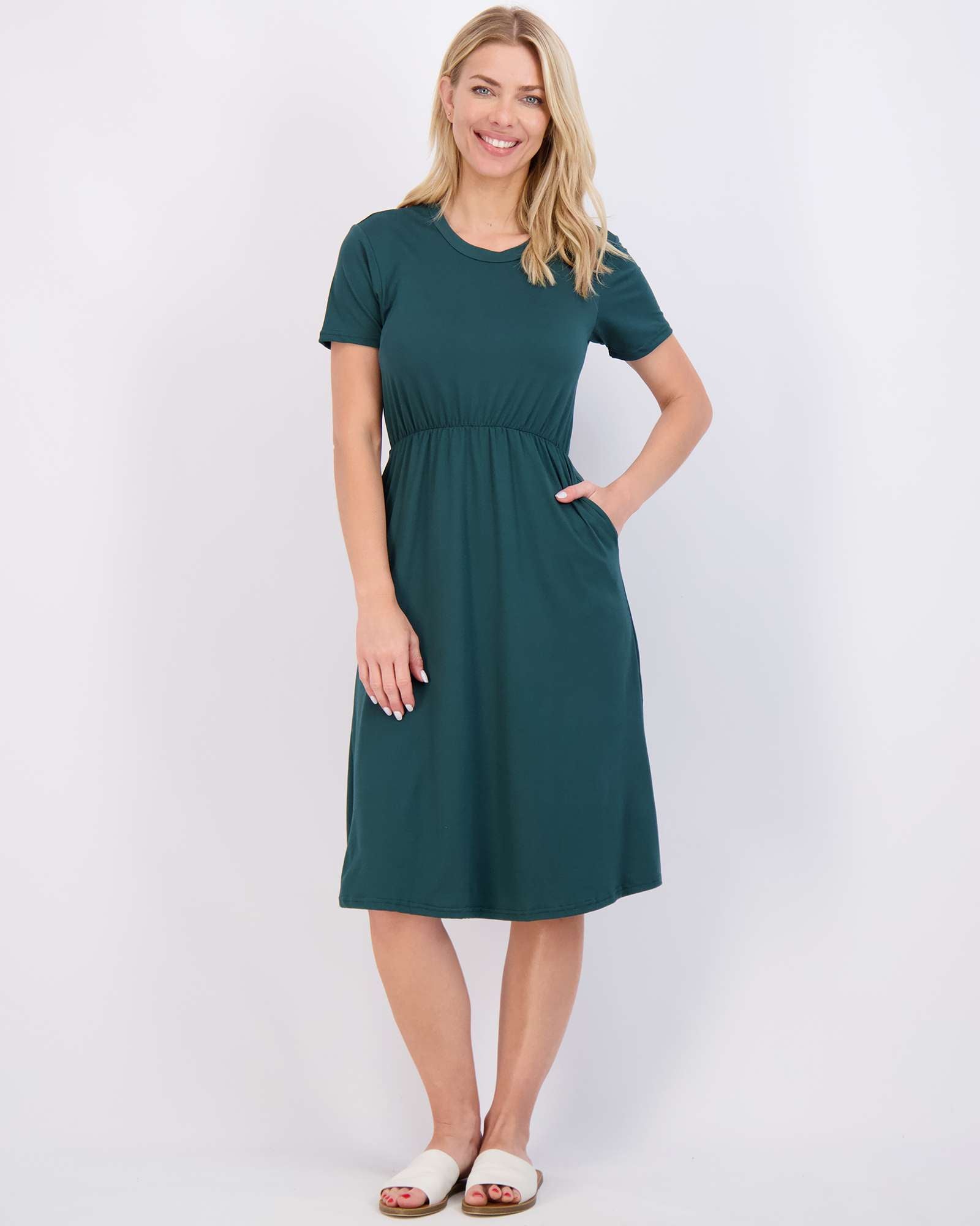 3 Pack: Women's Midi Short Sleeve Soft T-Shirt Dress (Available in Plus Size)