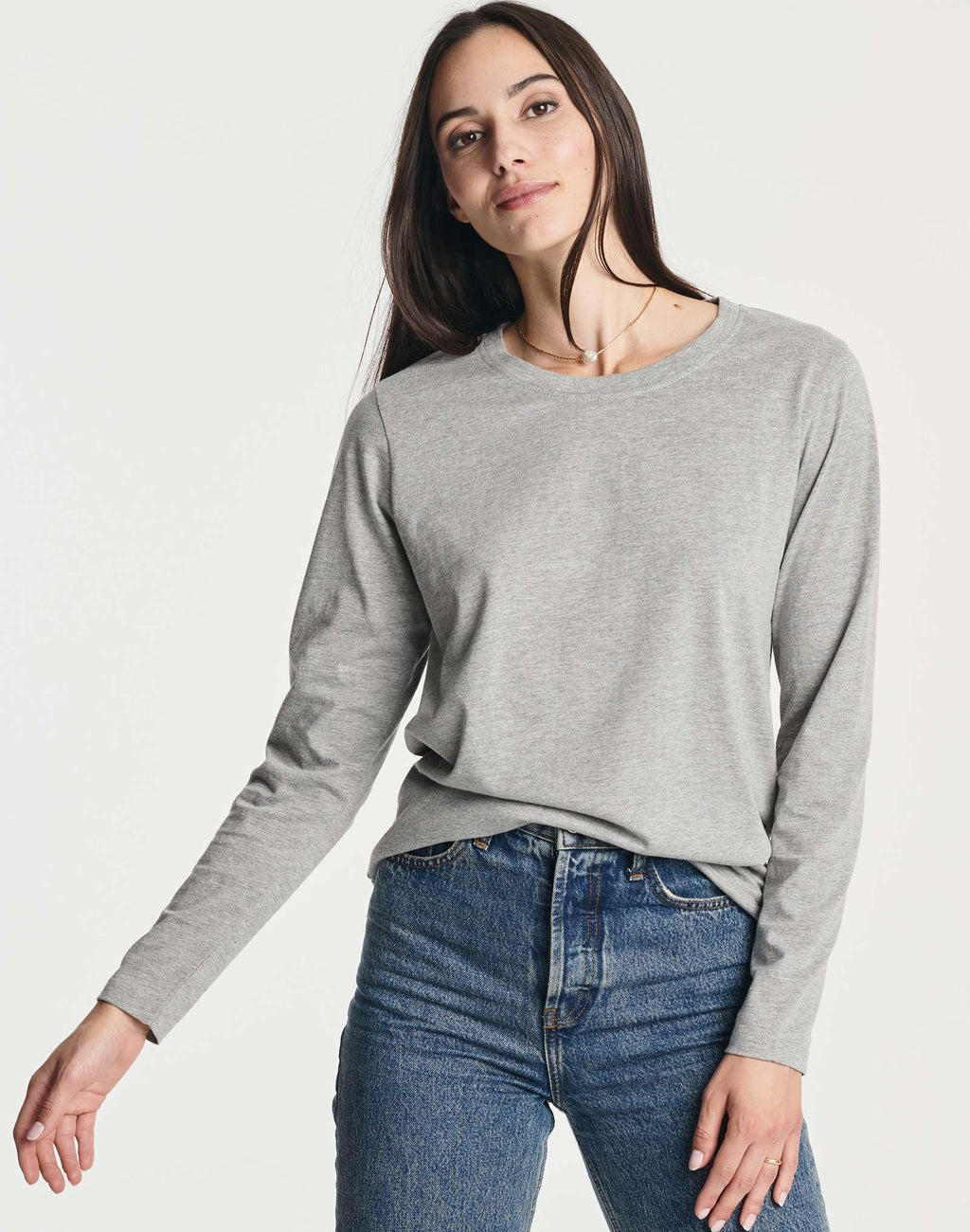 4 Pack: Women's Cotton Classic-Fit Long-Sleeve Crewneck T-Shirt (Available in Plus Size)