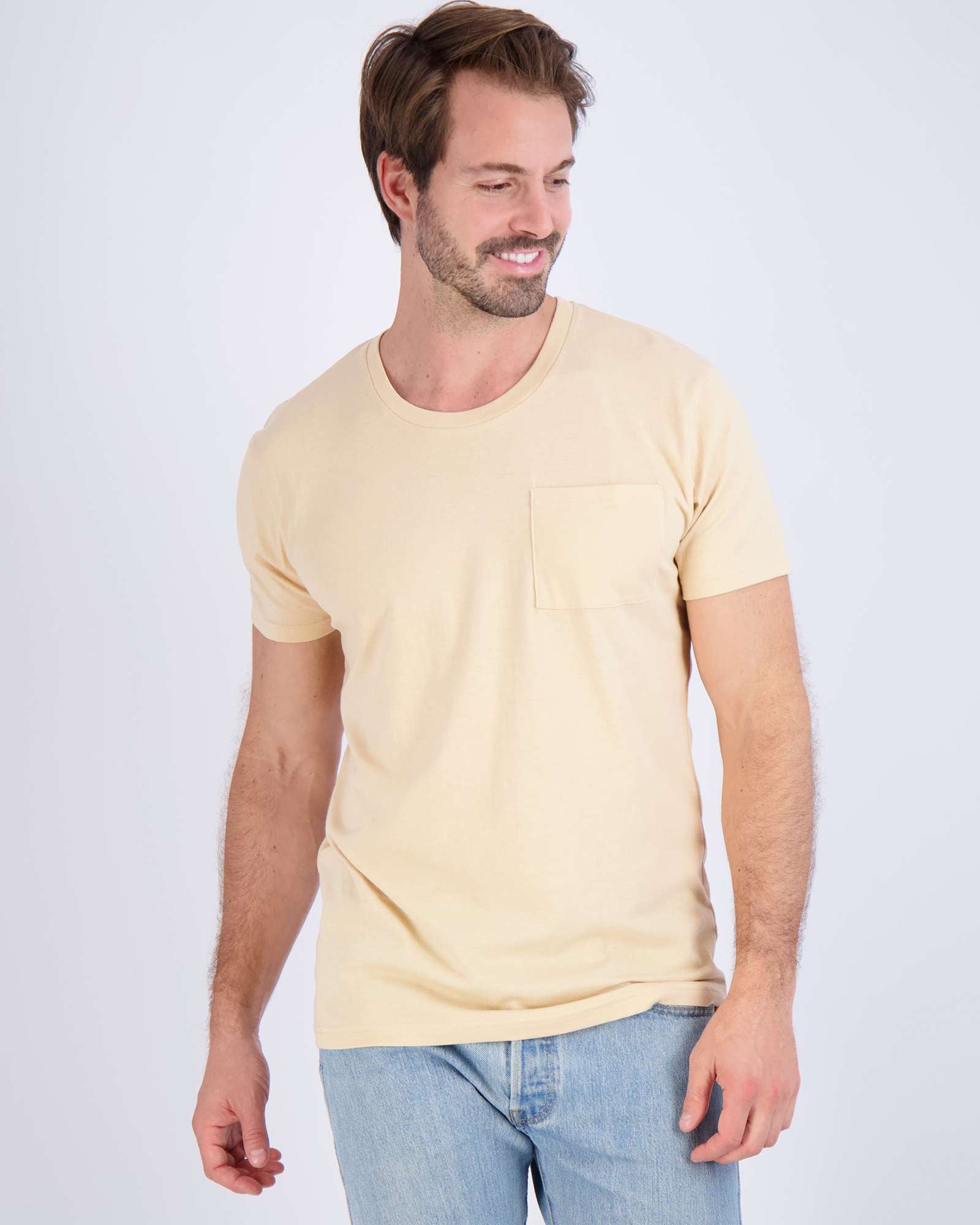 4 Pack: Mens Cotton Short Sleeve Crew Neck Pocket T-Shirt