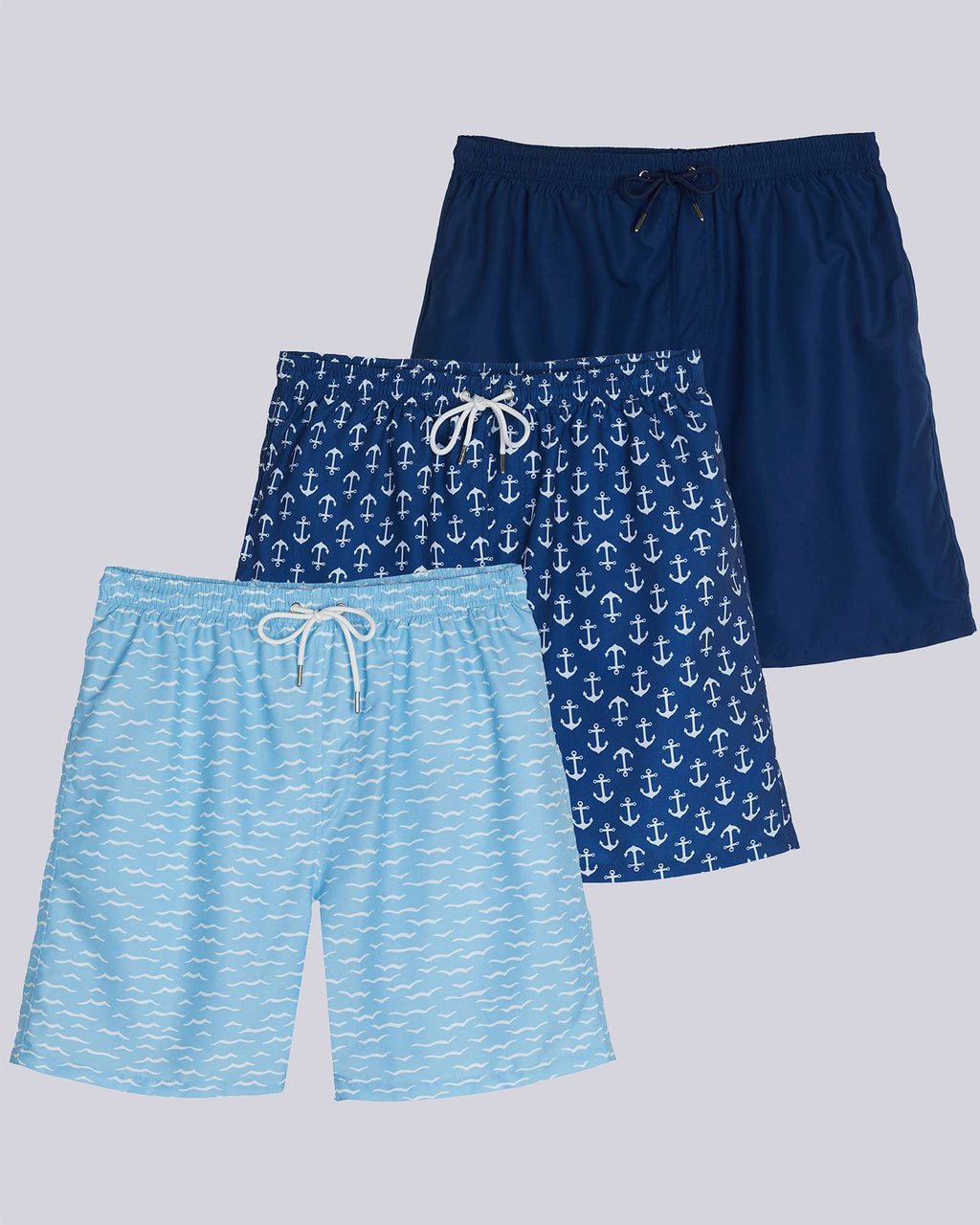 3 Pack: Boys' Swim Board Shorts with Drawstring